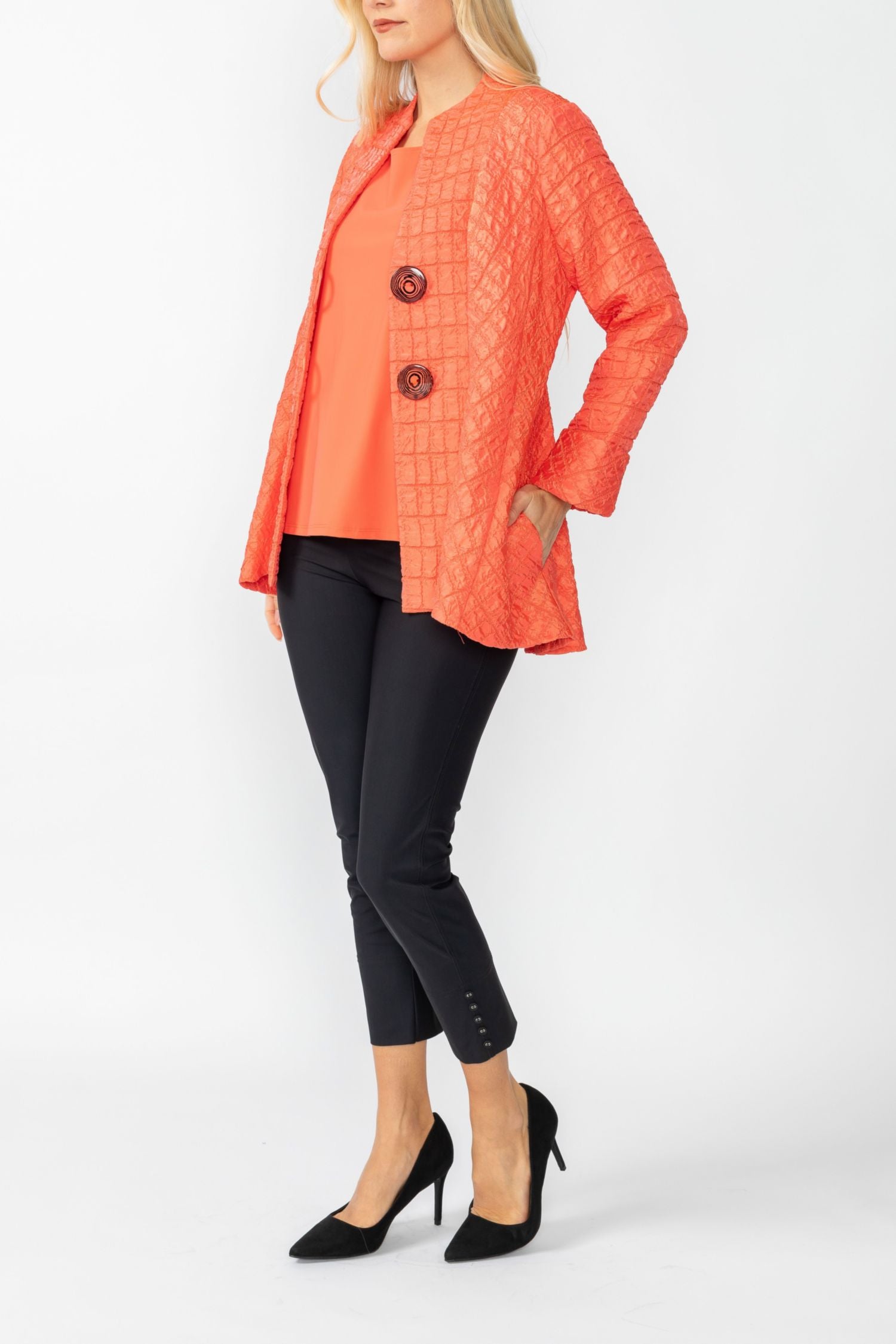 Coral Solid Square Jacket