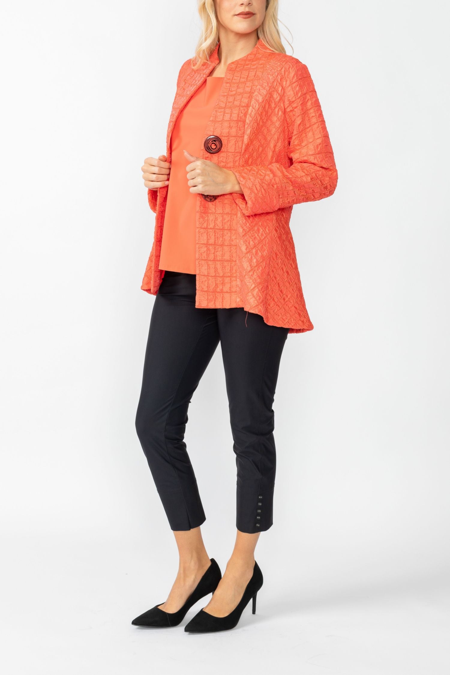 Coral Solid Square Jacket