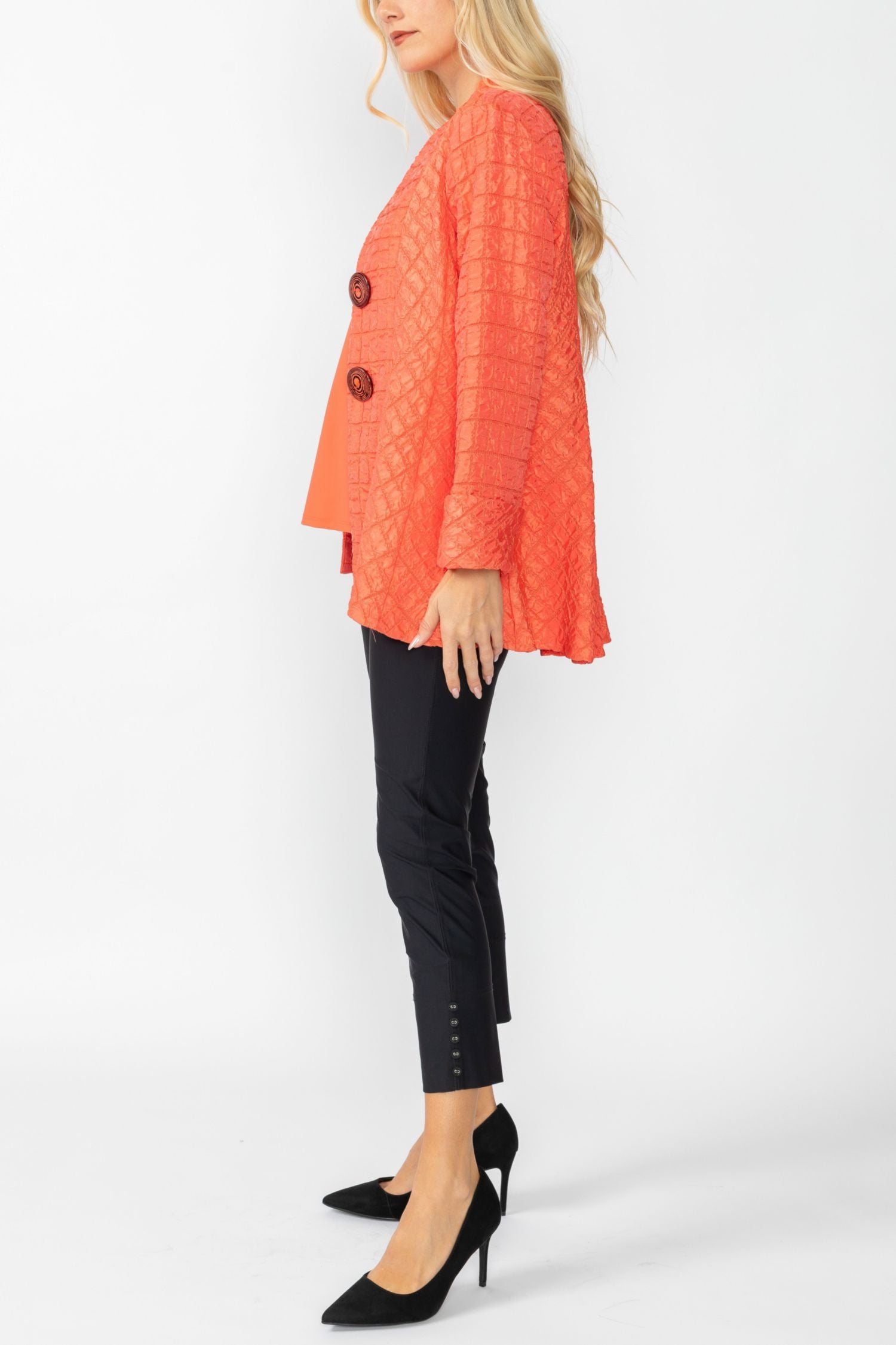 Coral Solid Square Jacket