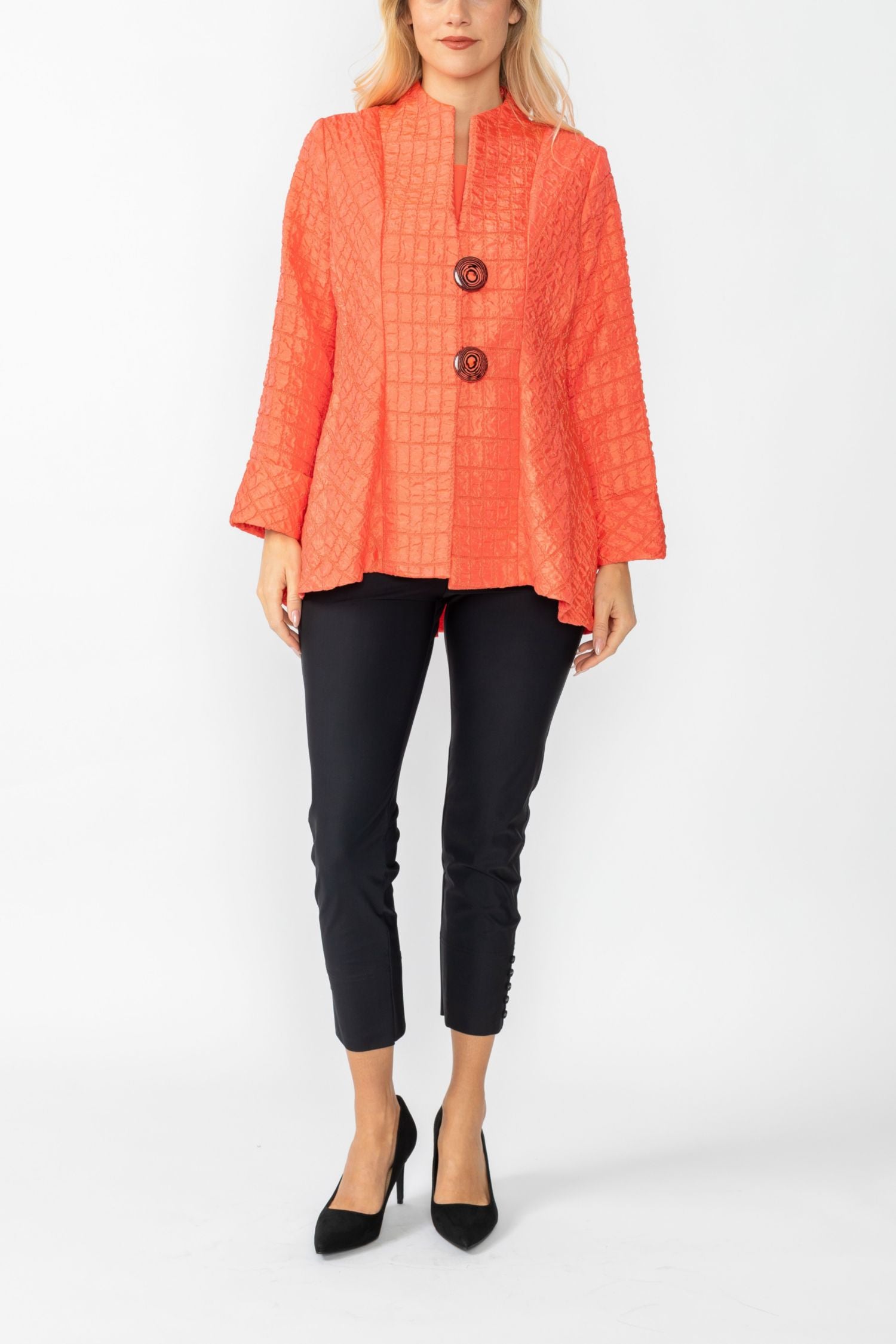 Coral Solid Square Jacket