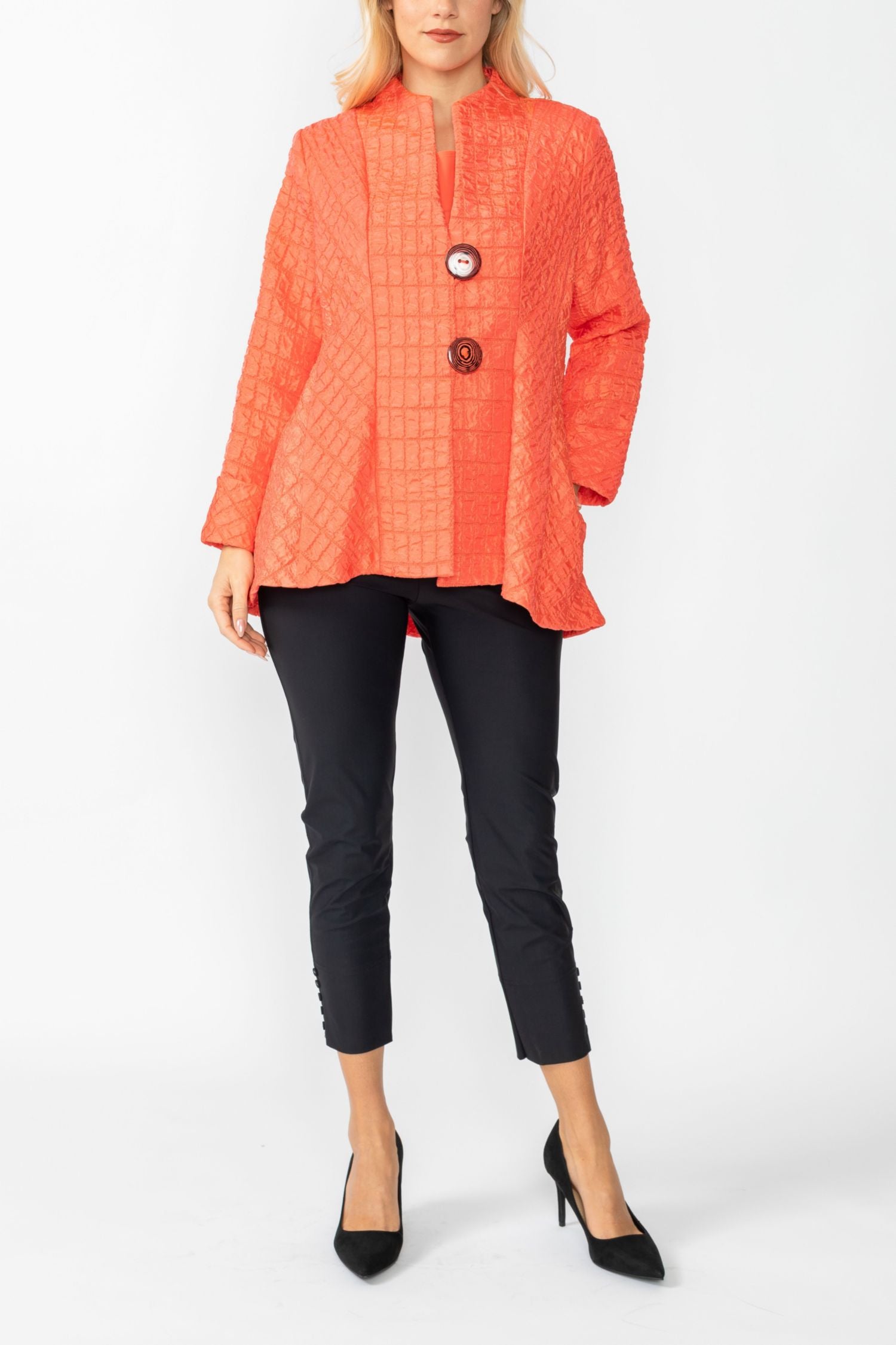 Coral Solid Square Jacket