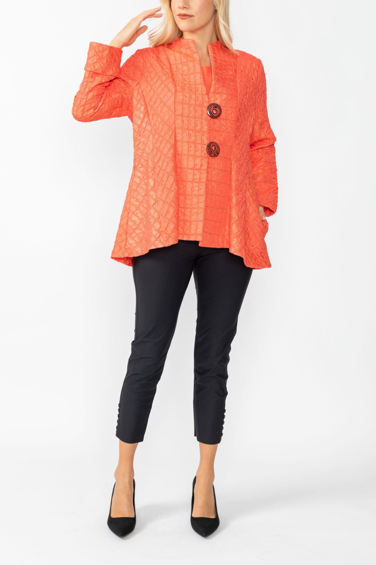 Coral Solid Square Jacket