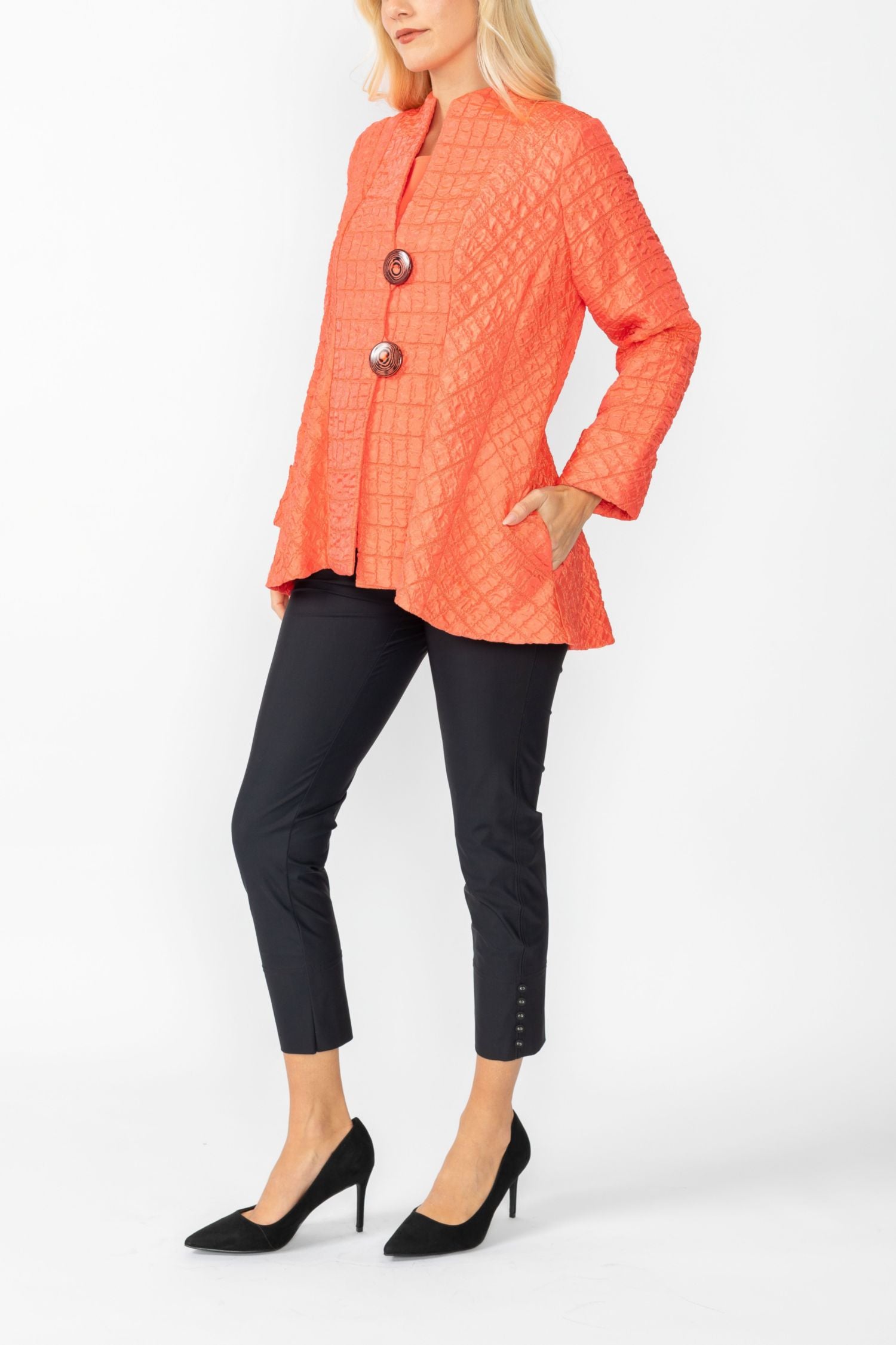 Coral Solid Square Jacket