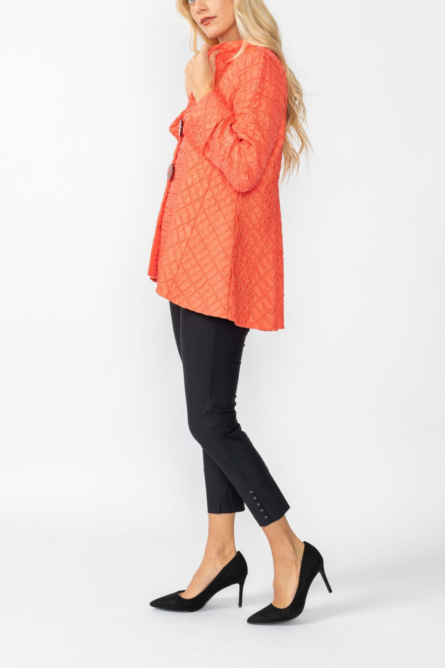 Coral Solid Square Jacket