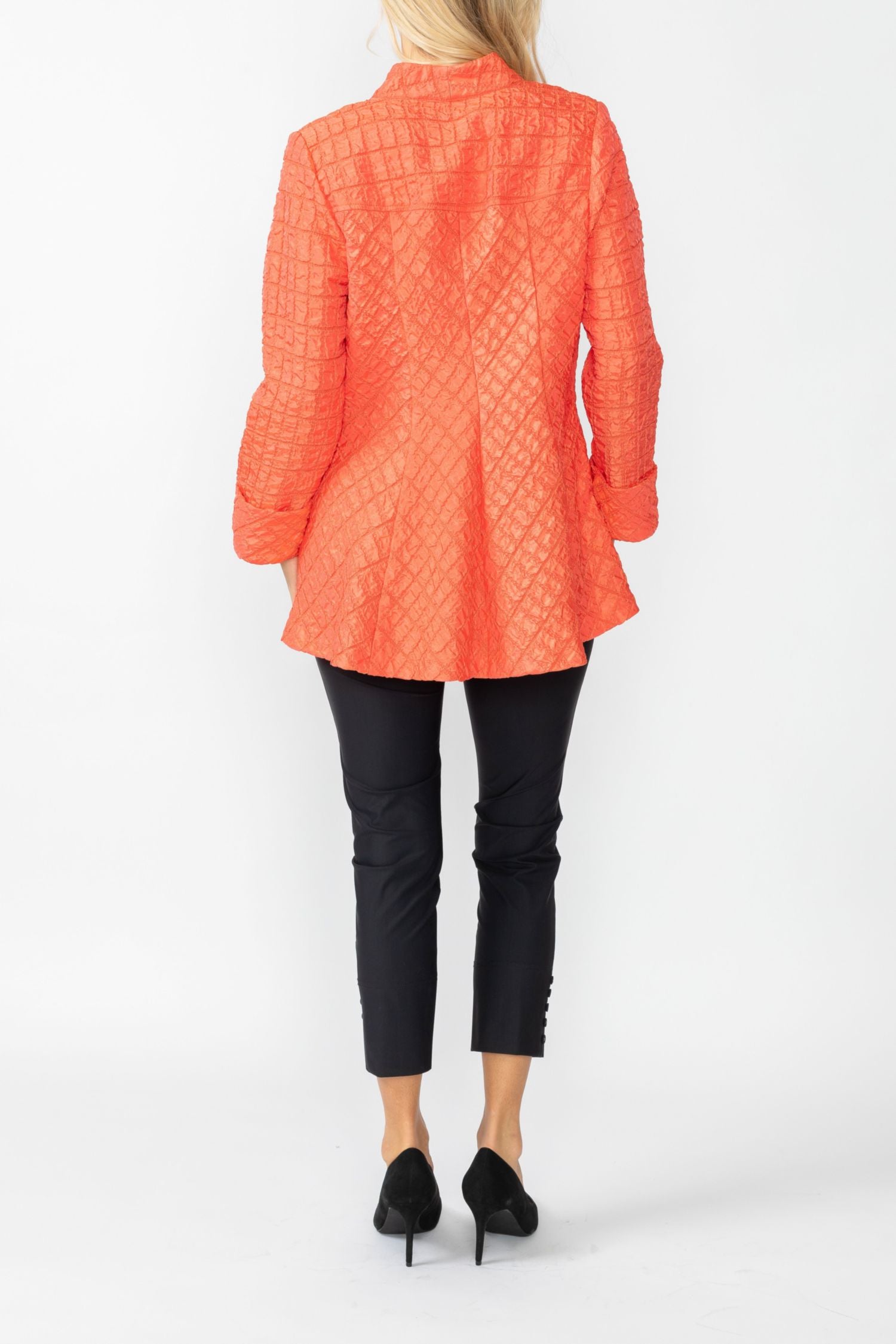 Coral Solid Square Jacket