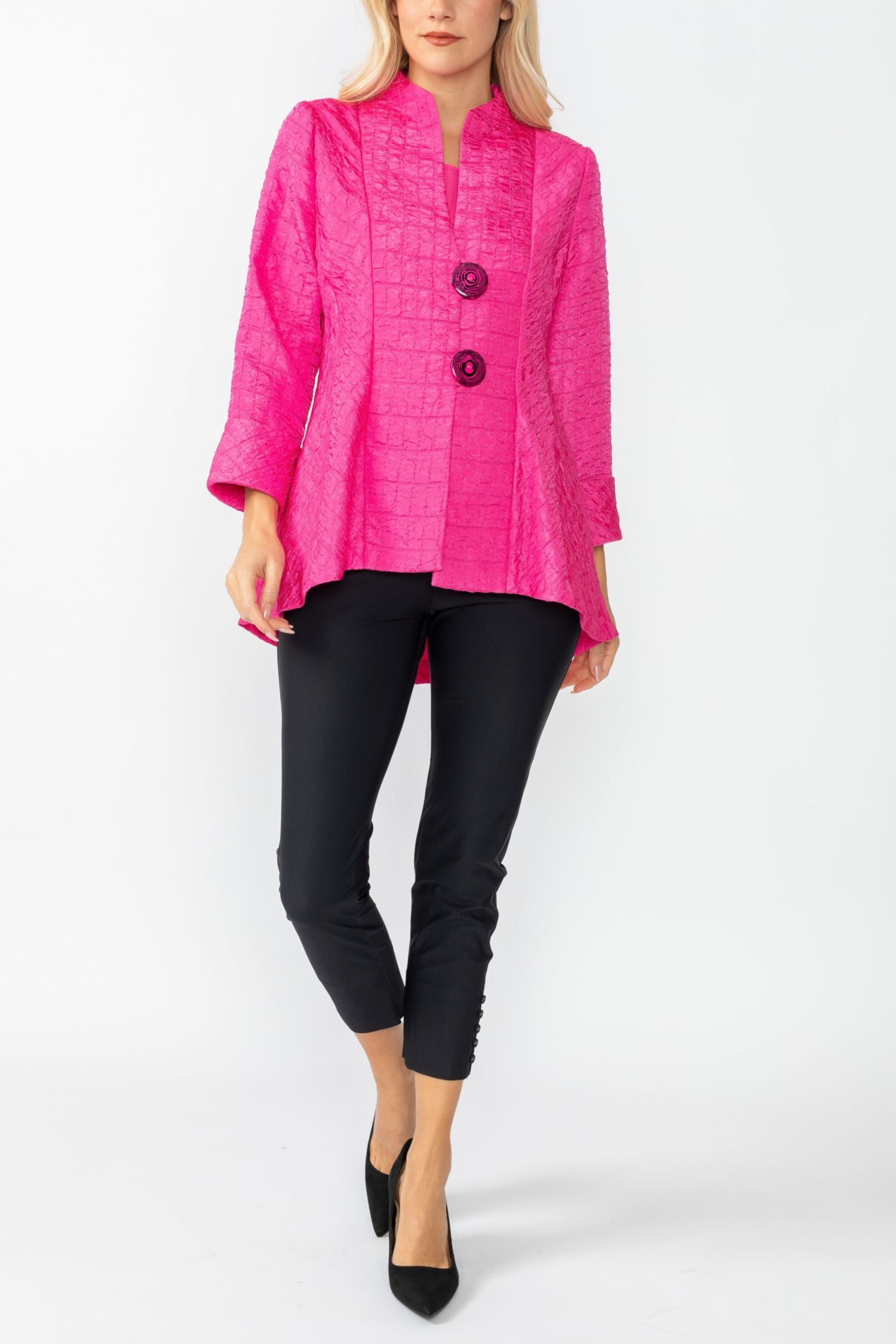 Fuchsia Solid Square Jacket