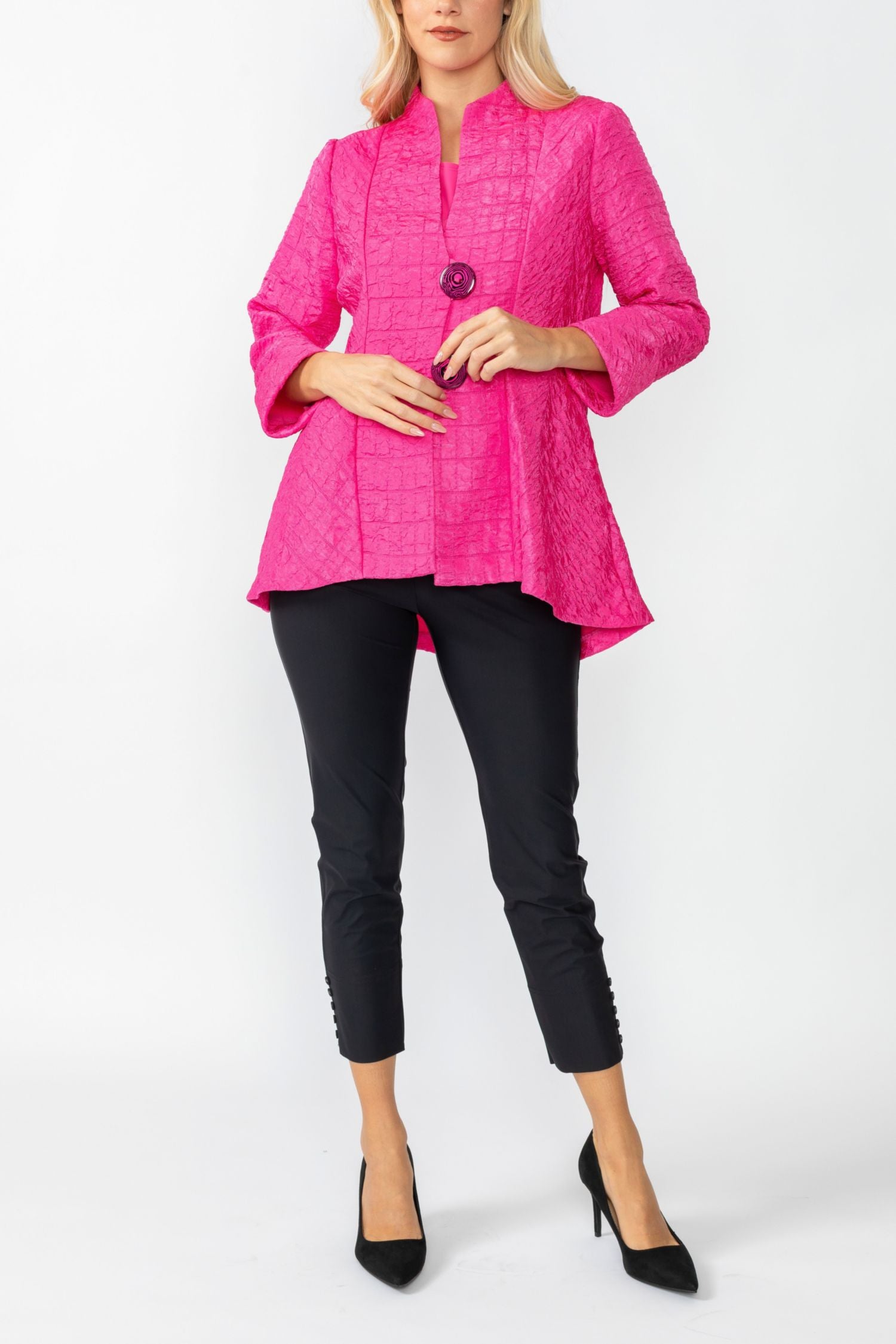 Fuchsia Solid Square Jacket