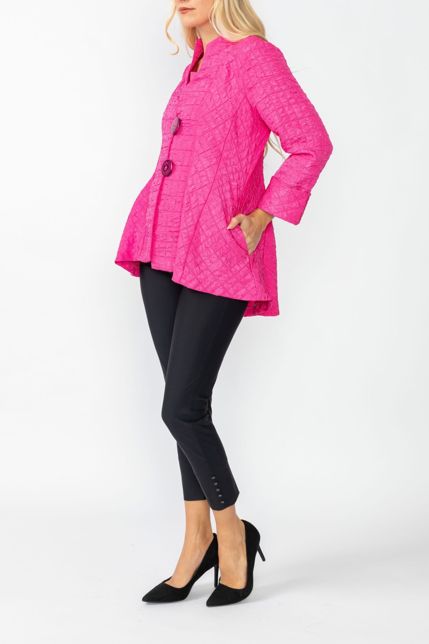 Fuchsia Solid Square Jacket