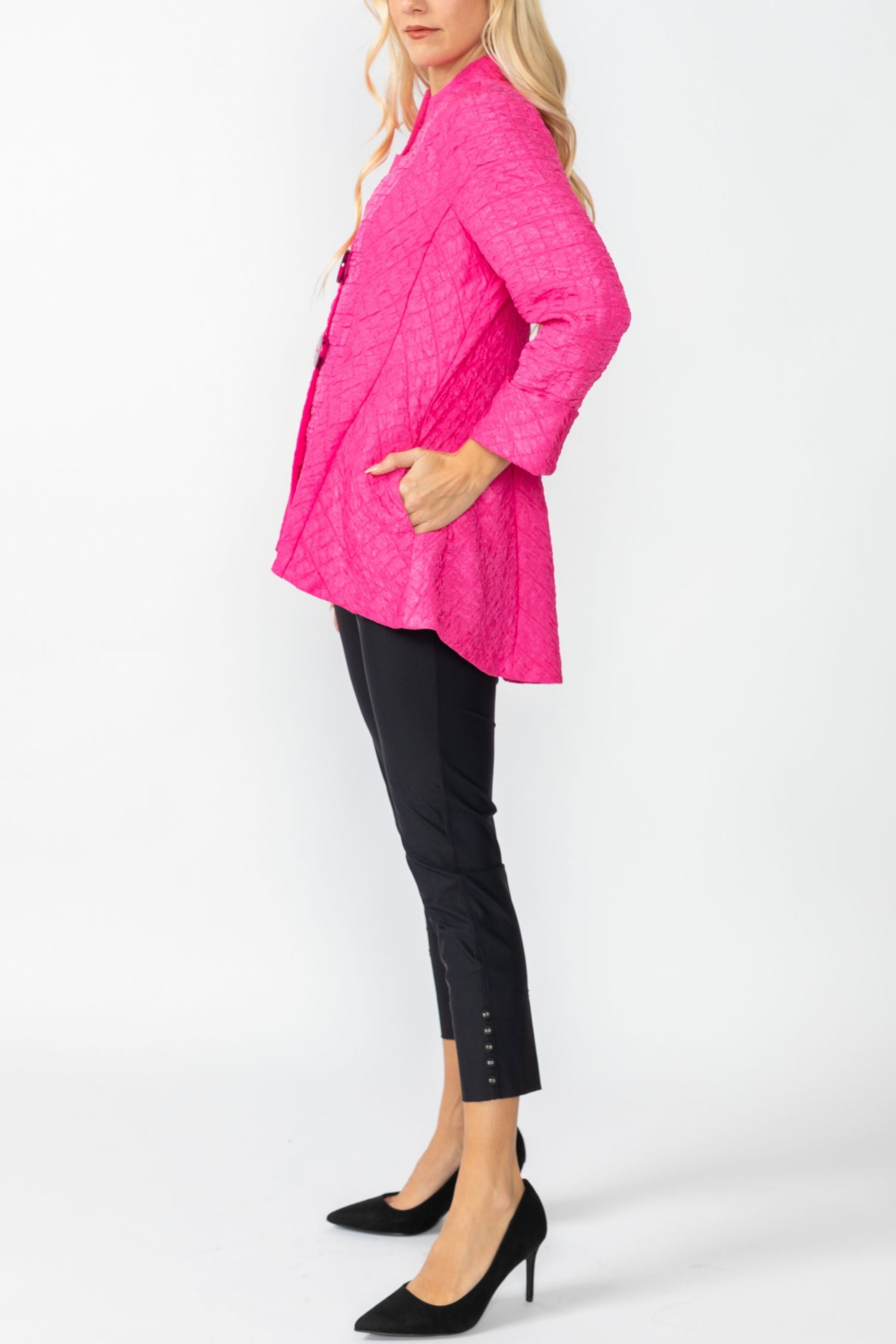 Fuchsia Solid Square Jacket