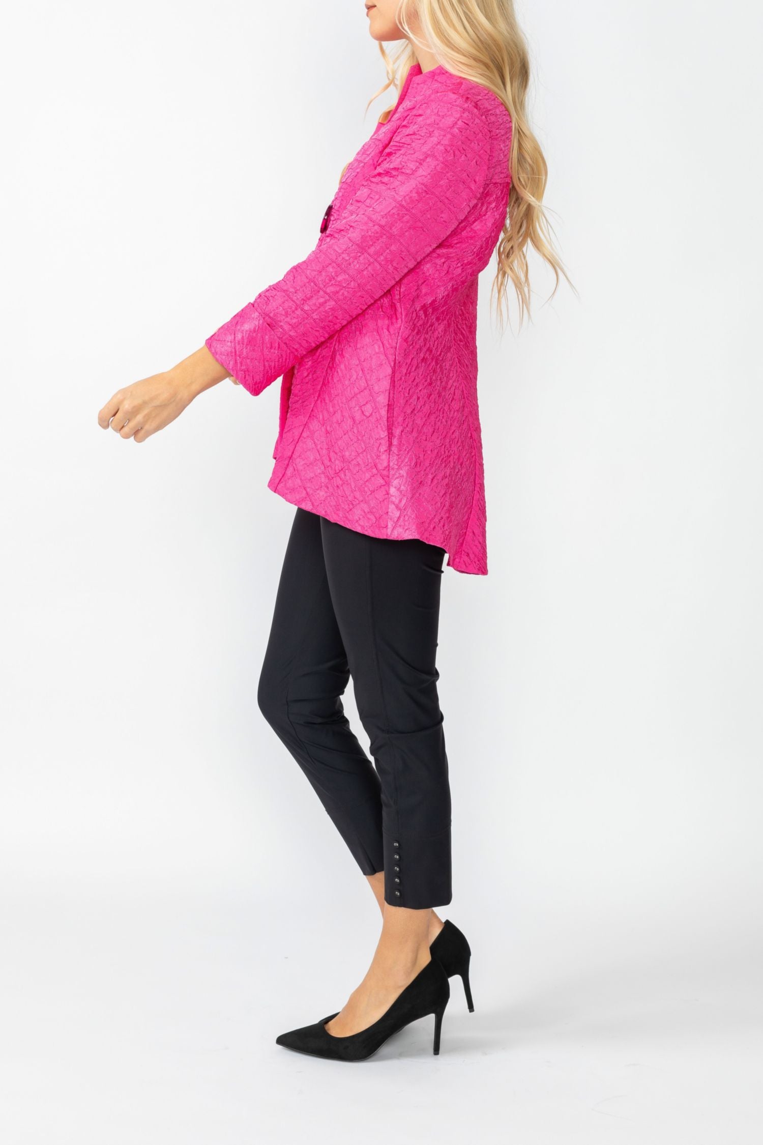 Fuchsia Solid Square Jacket