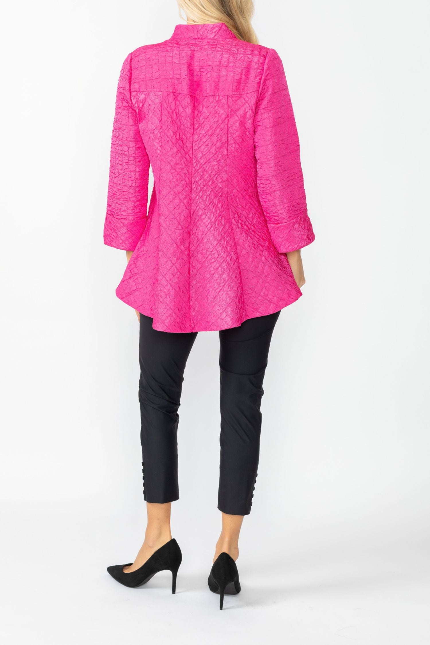 Fuchsia Solid Square Jacket