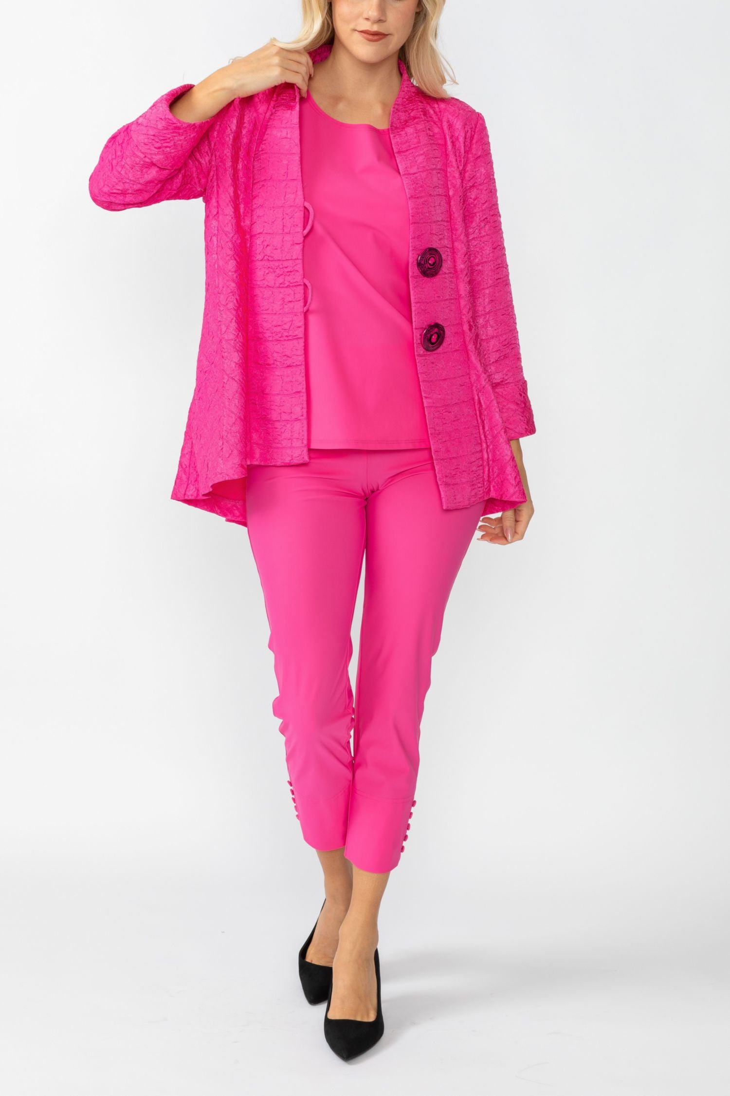 Fuchsia Solid Square Jacket