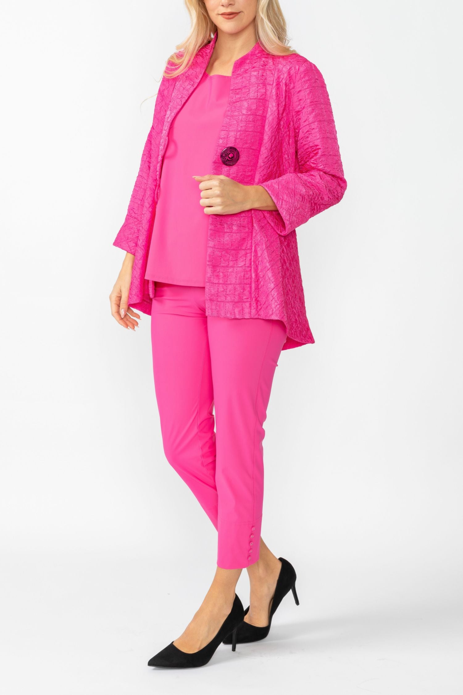 Fuchsia Solid Square Jacket