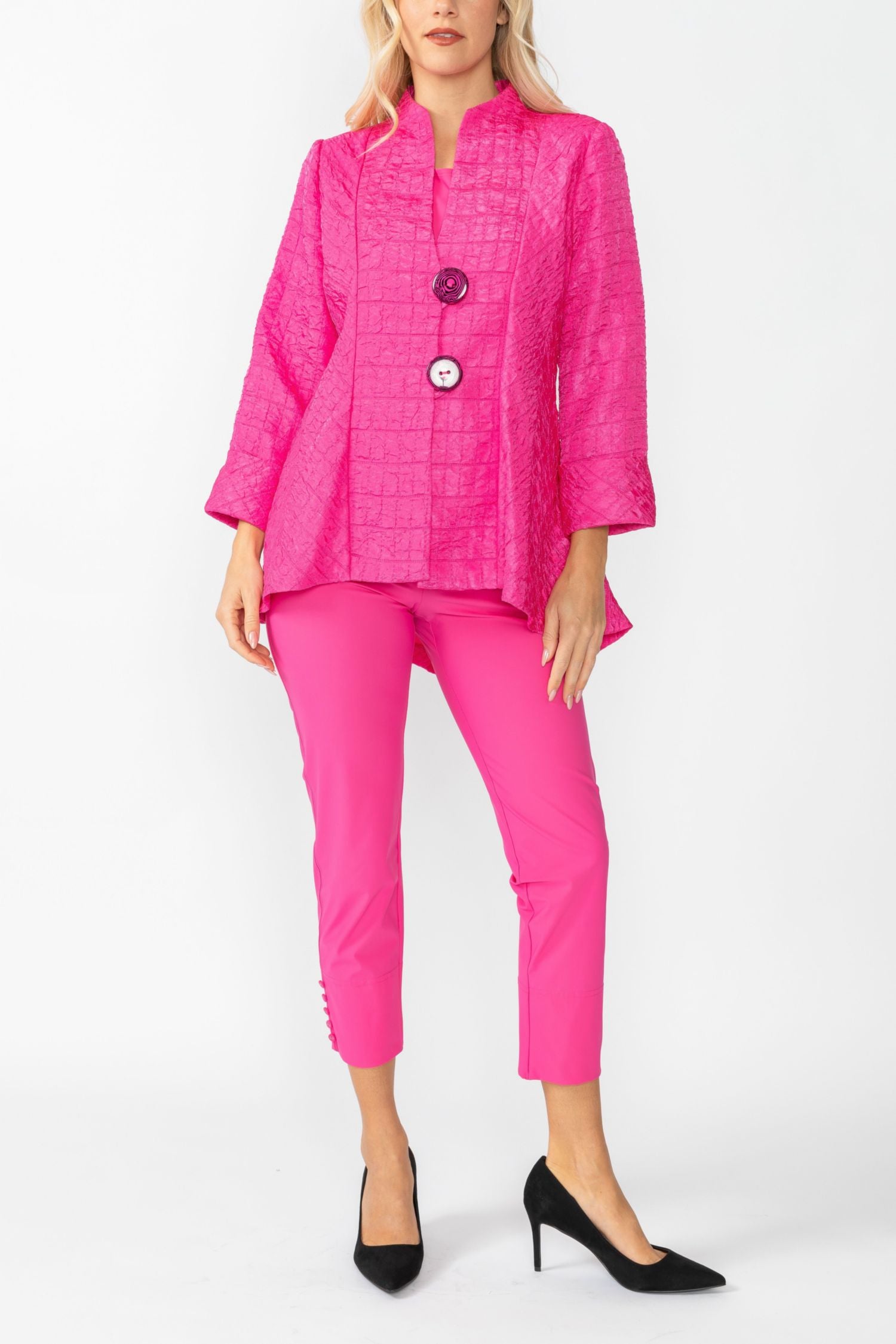 Fuchsia Solid Square Jacket