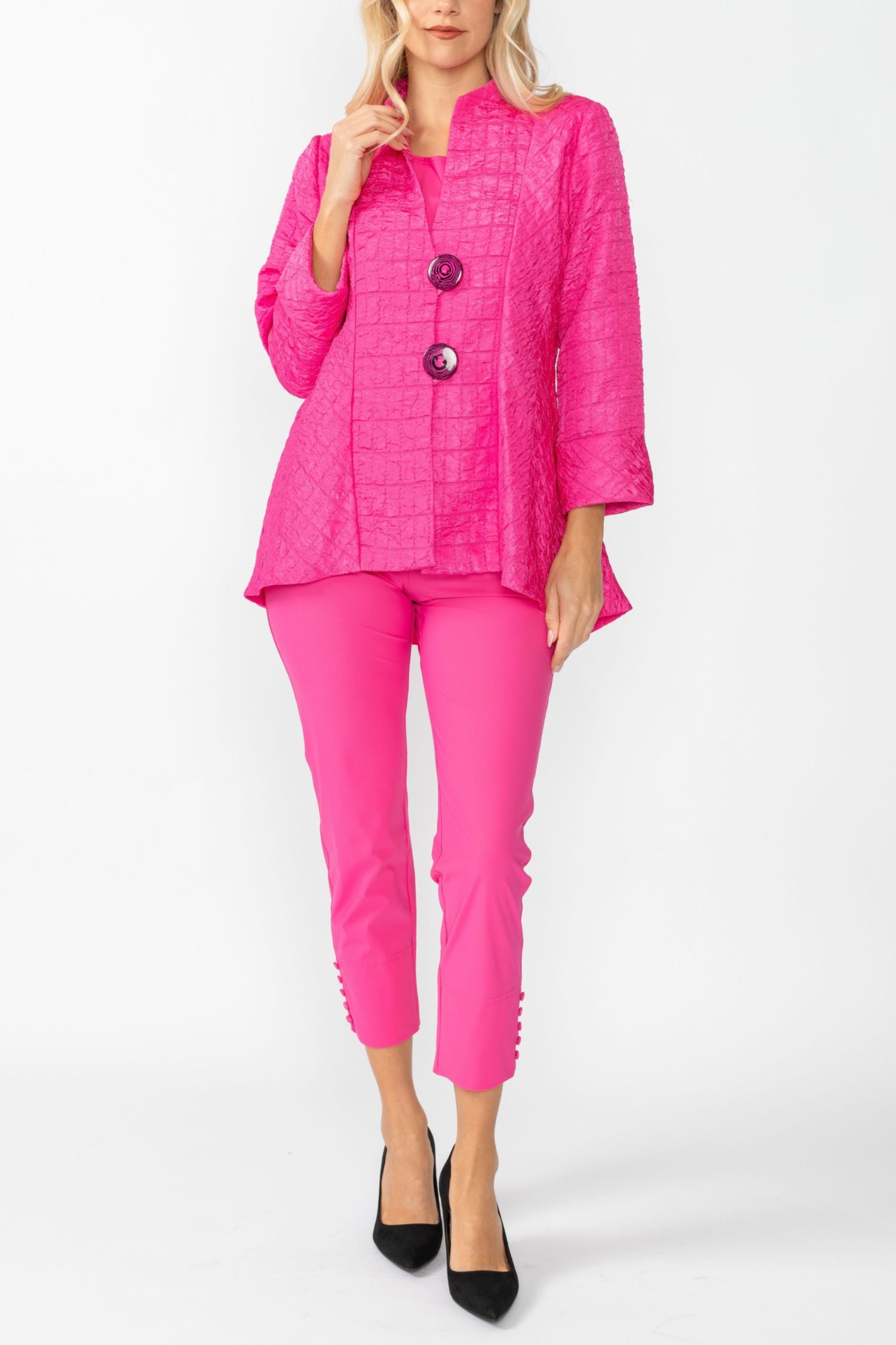 Fuchsia Solid Square Jacket