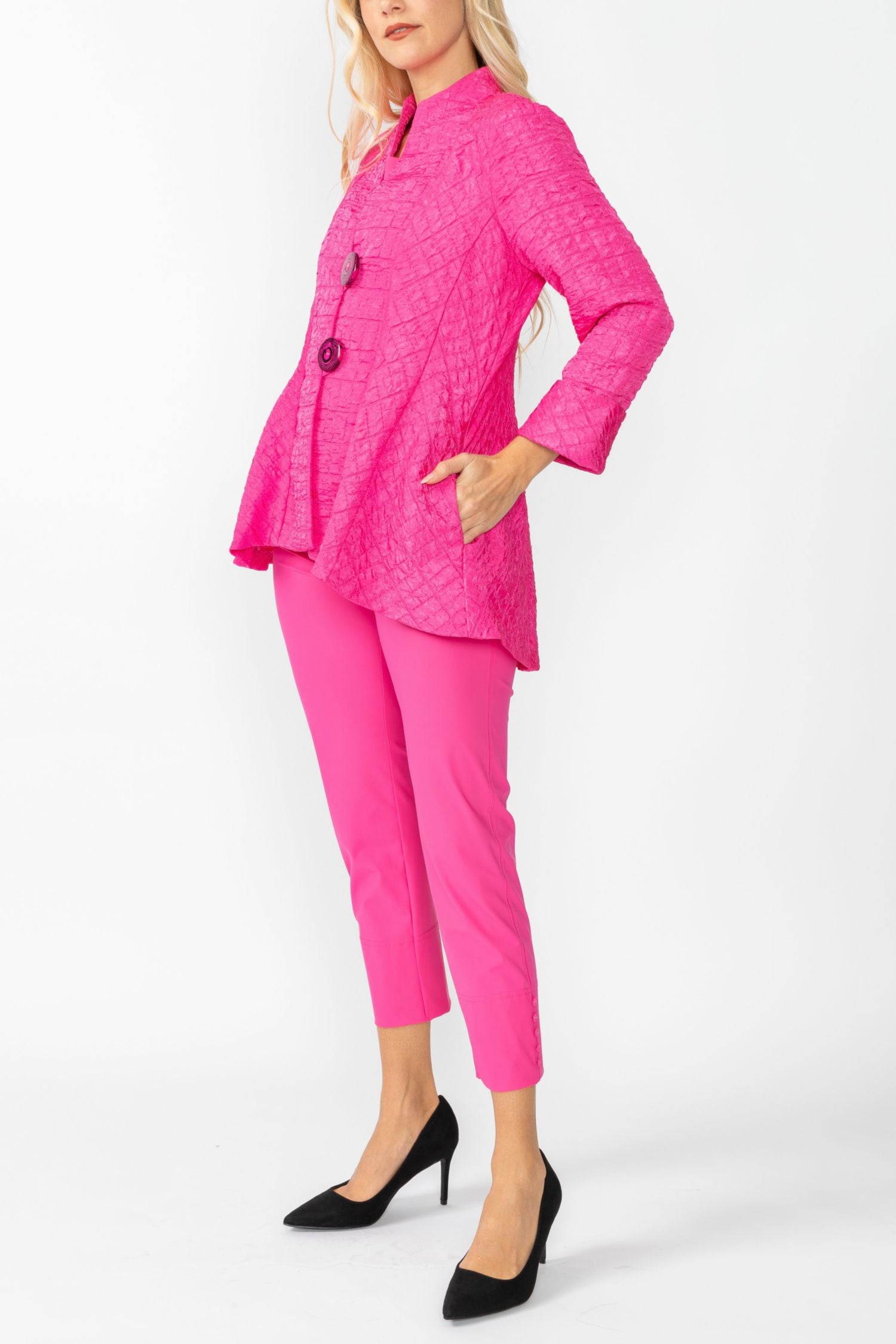 Fuchsia Solid Square Jacket