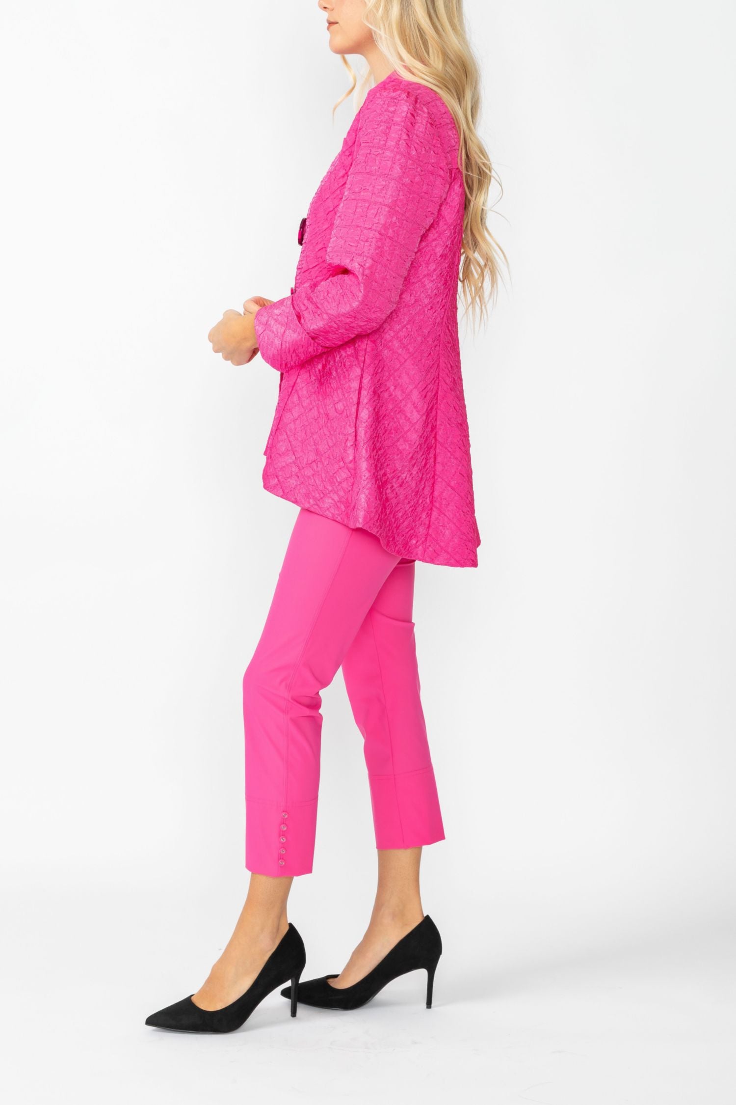 Fuchsia Solid Square Jacket