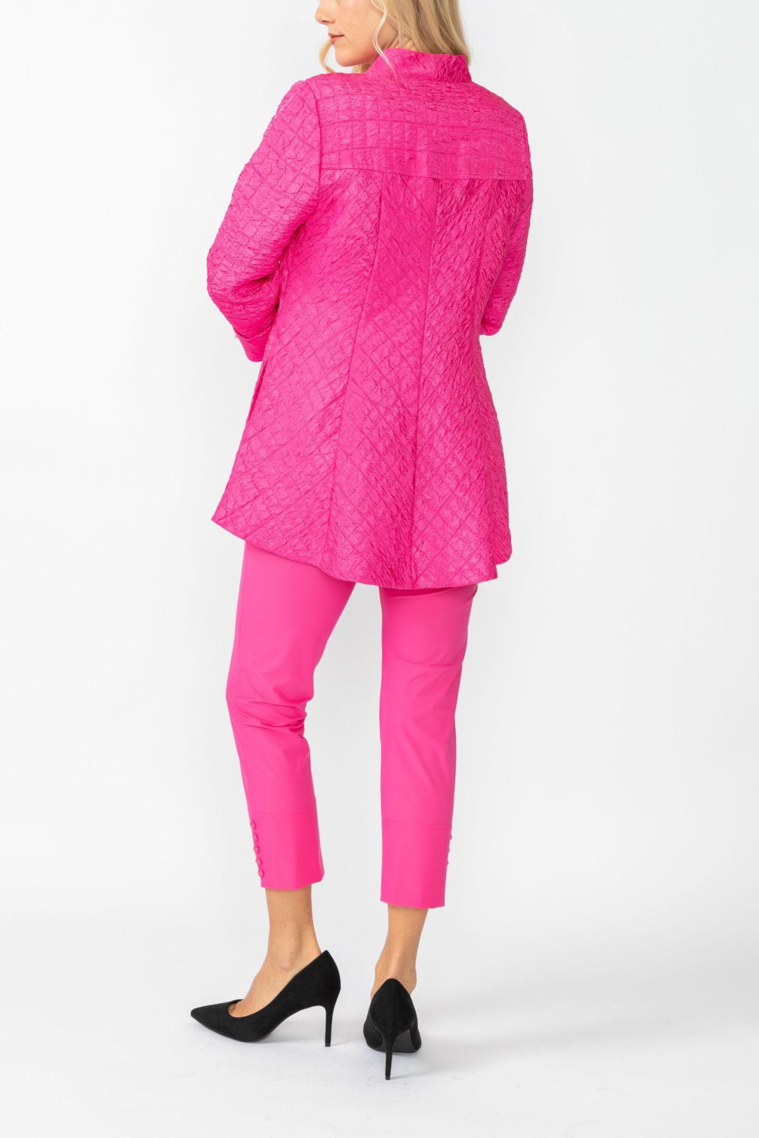 Fuchsia Solid Square Jacket