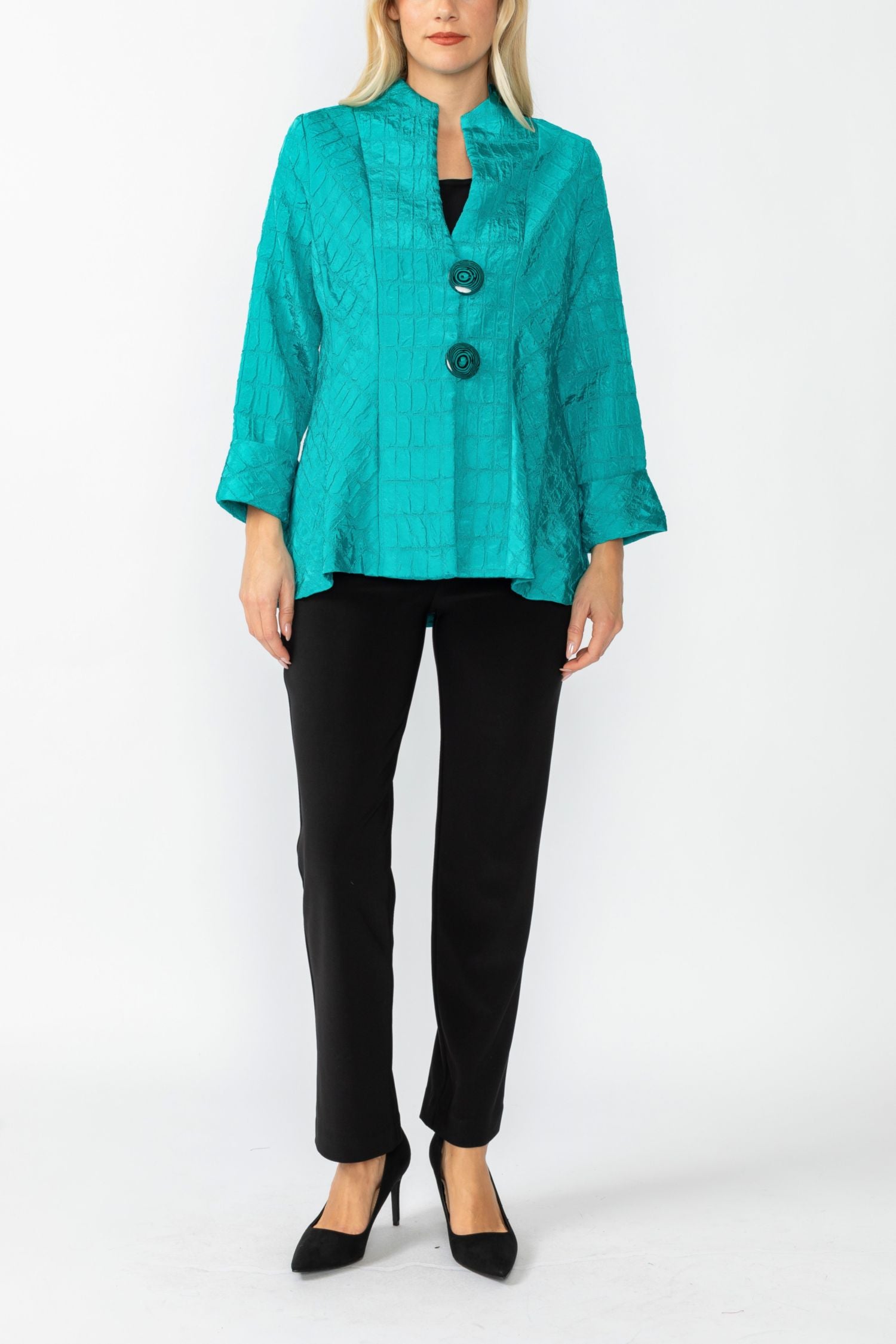 Teal Solid Square Jacket