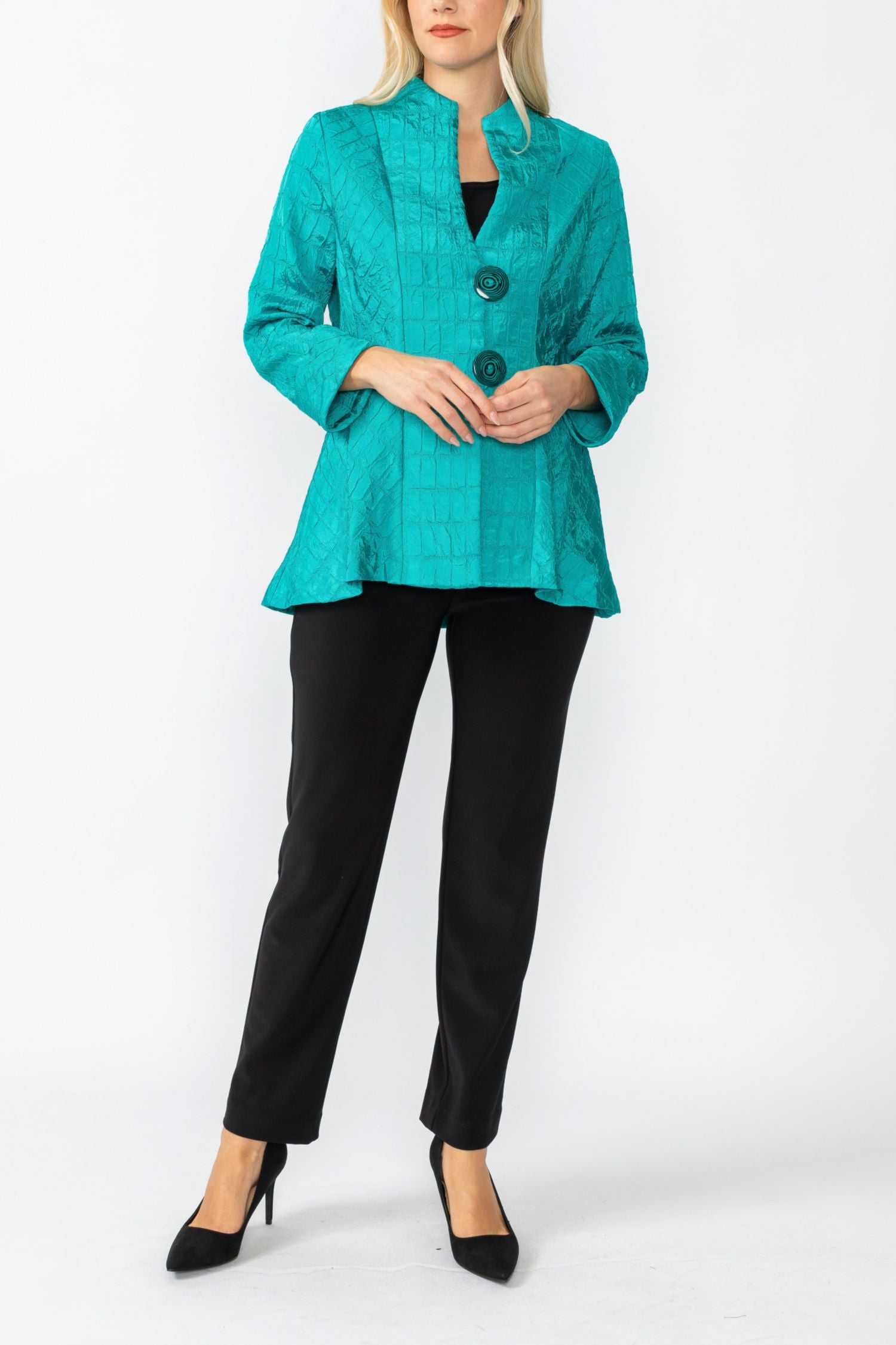 Teal Solid Square Jacket