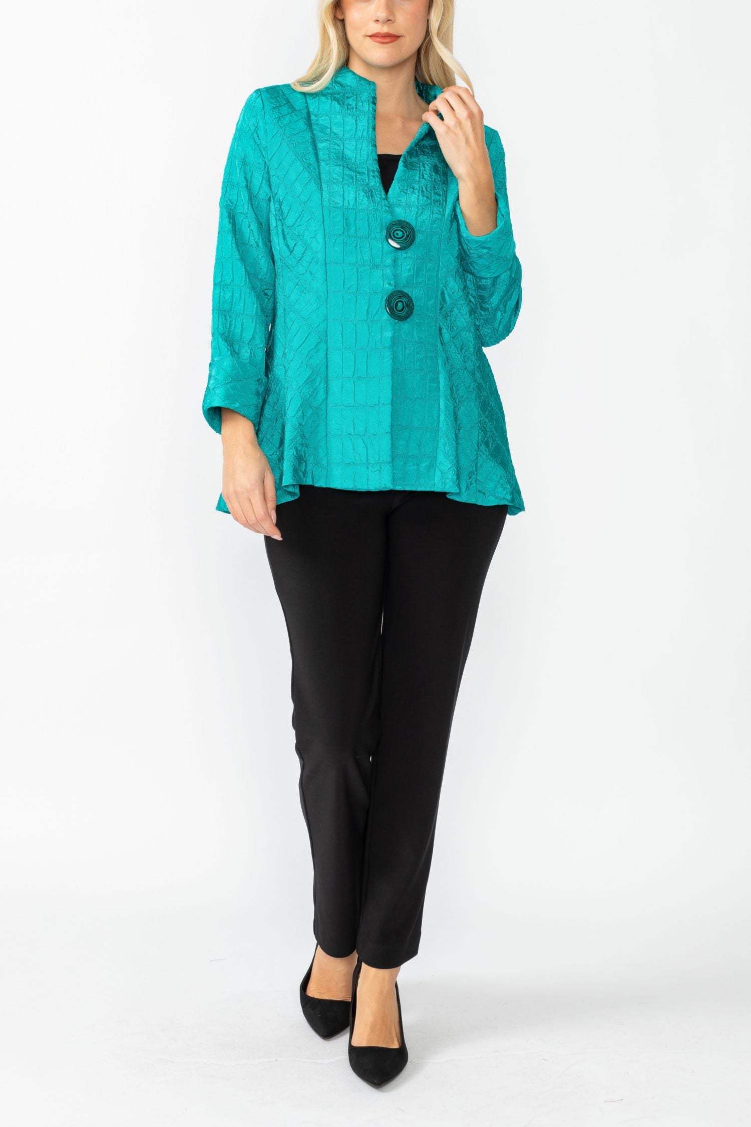 Teal Solid Square Jacket