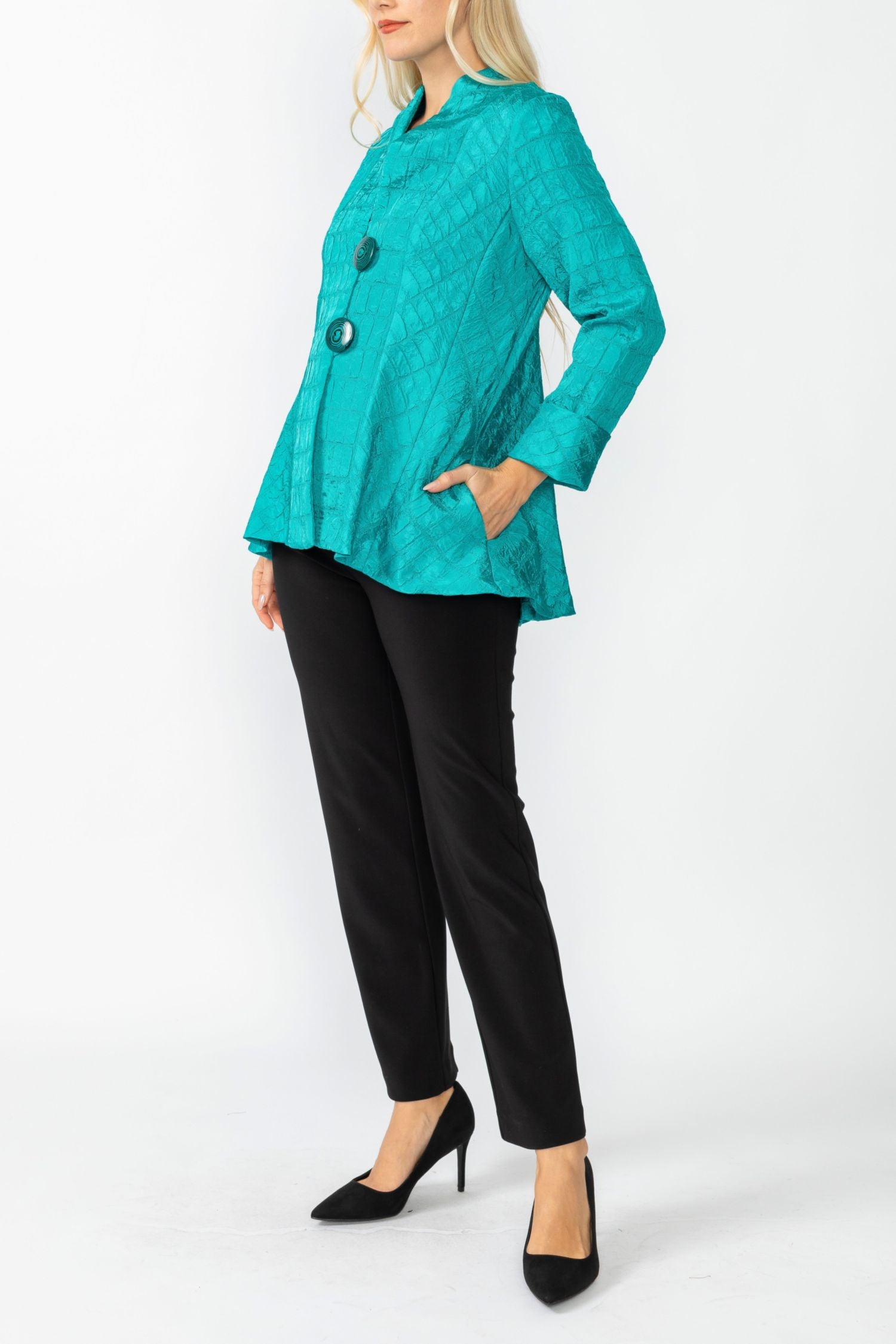Teal Solid Square Jacket