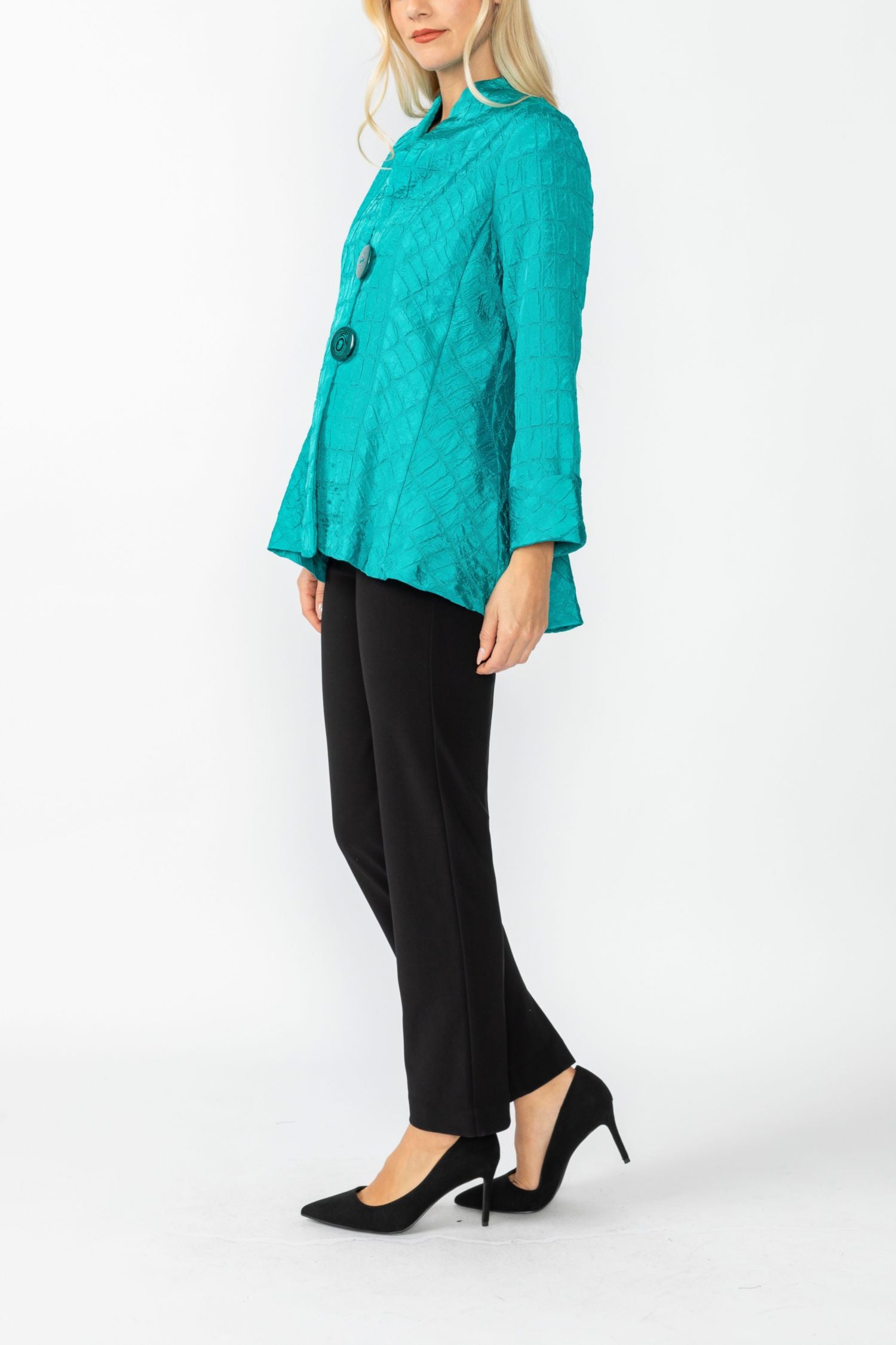 Teal Solid Square Jacket