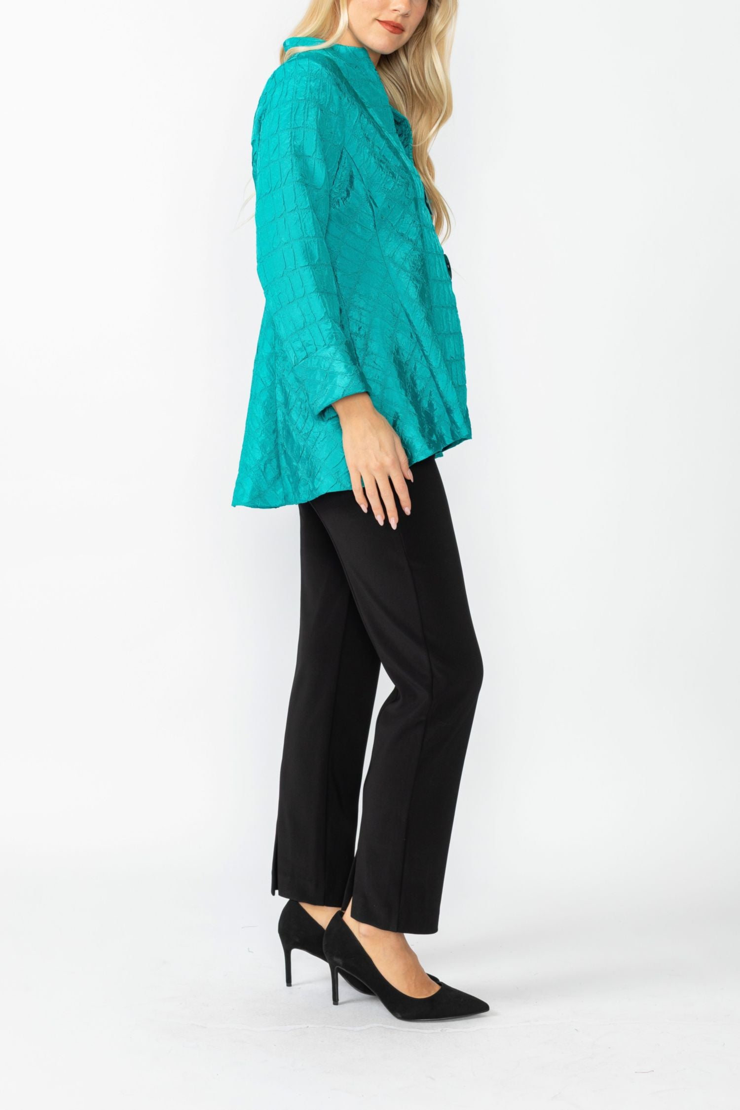 Teal Solid Square Jacket