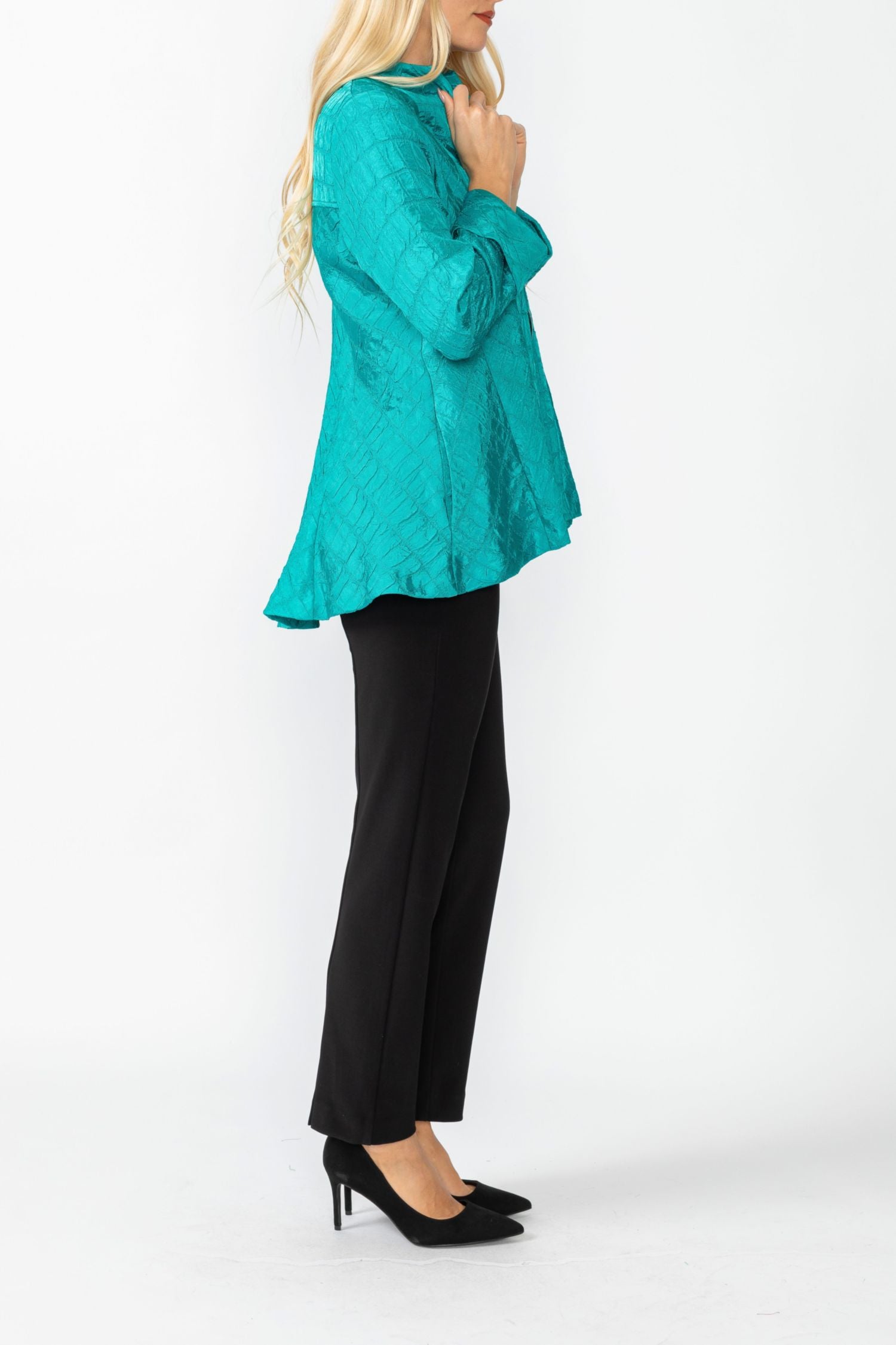 Teal Solid Square Jacket