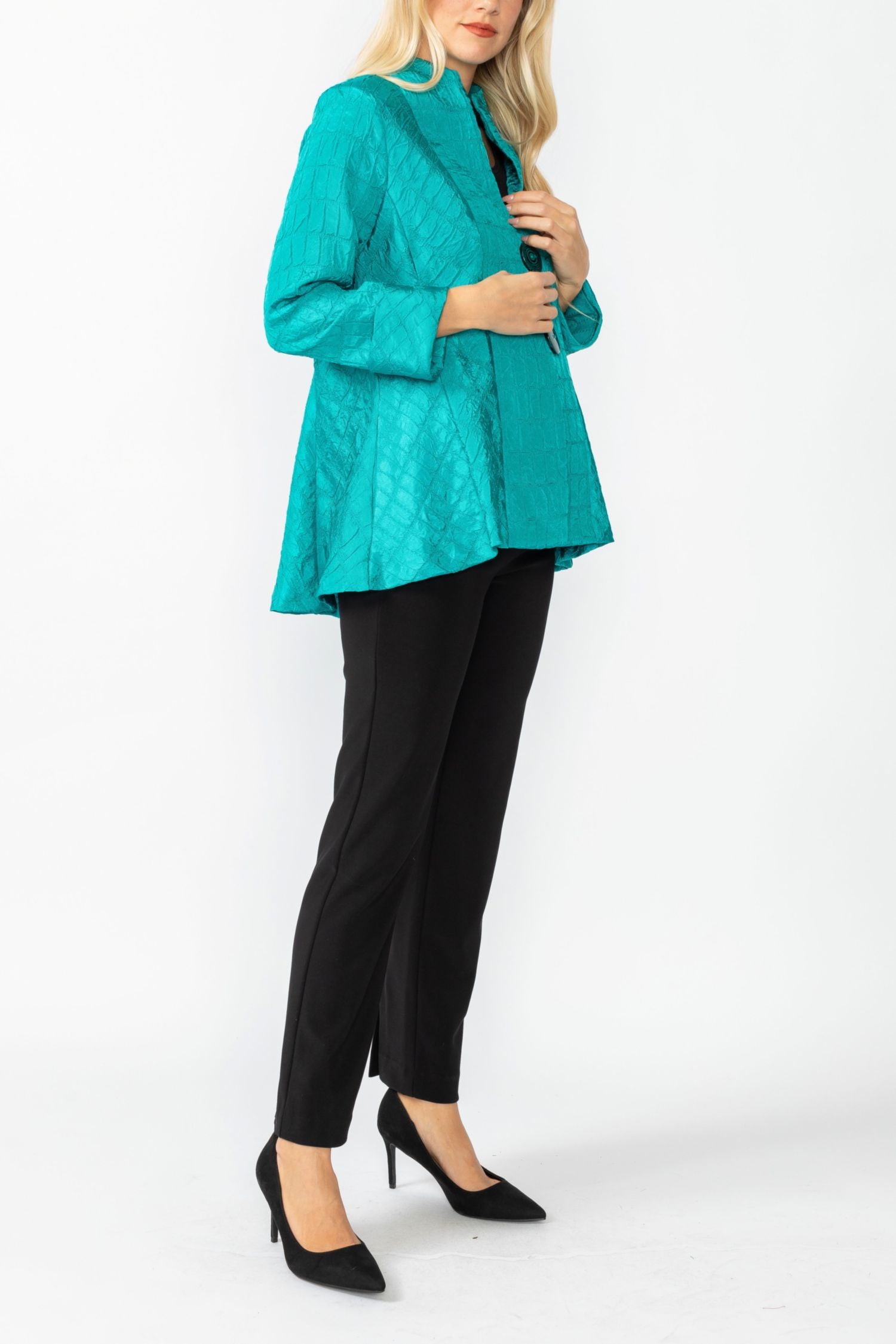 Teal Solid Square Jacket