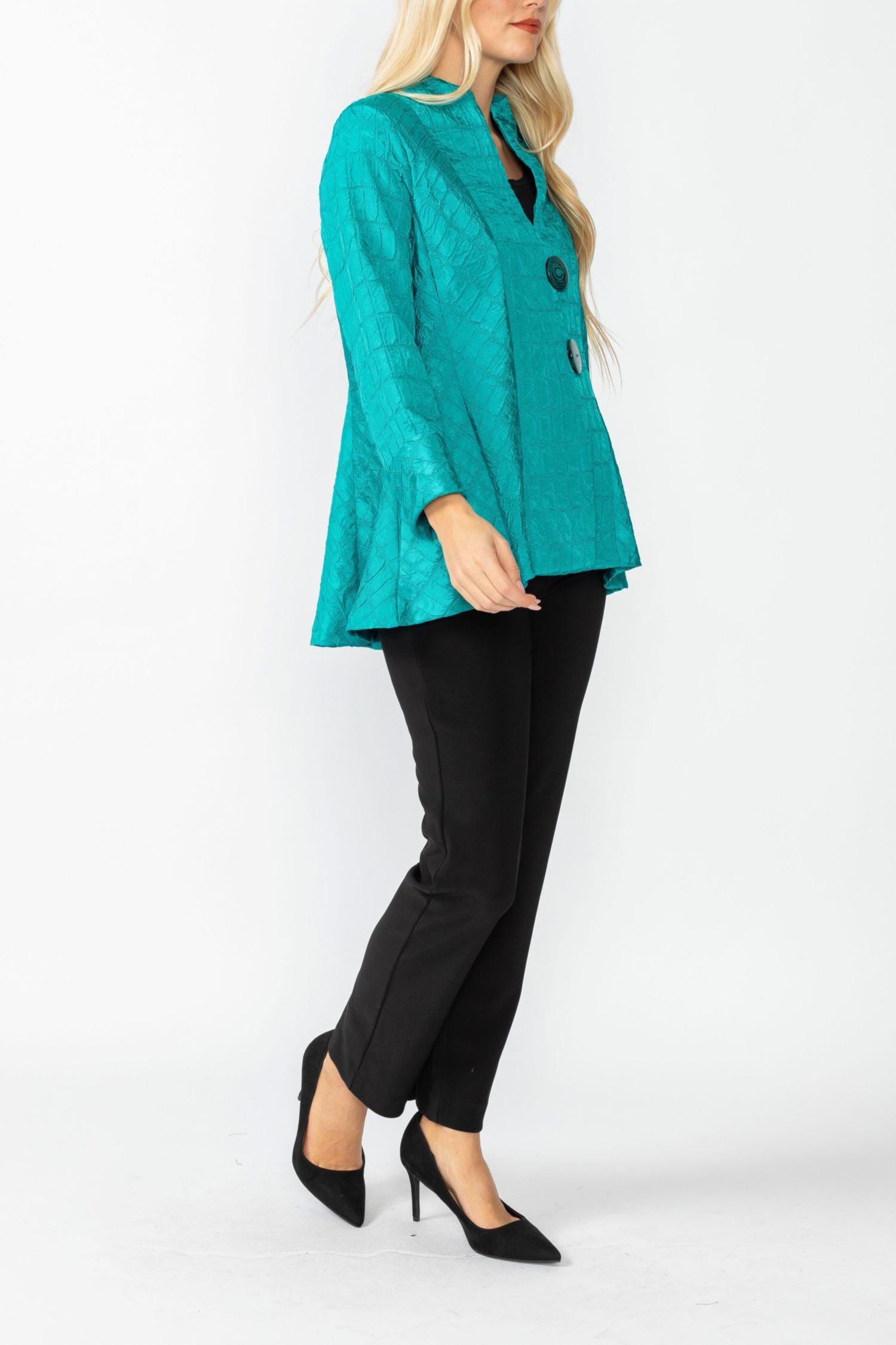 Teal Solid Square Jacket