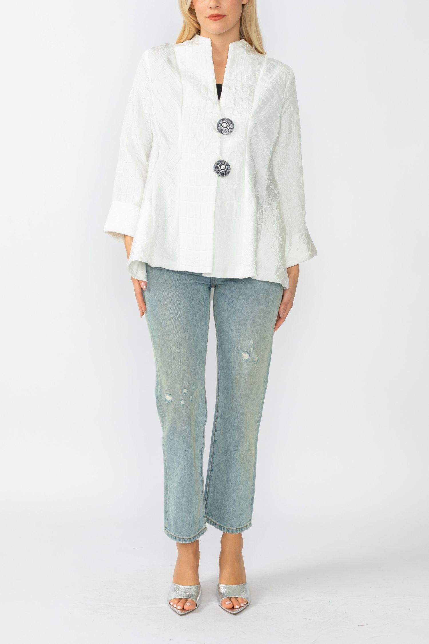 White Solid Square Jacket