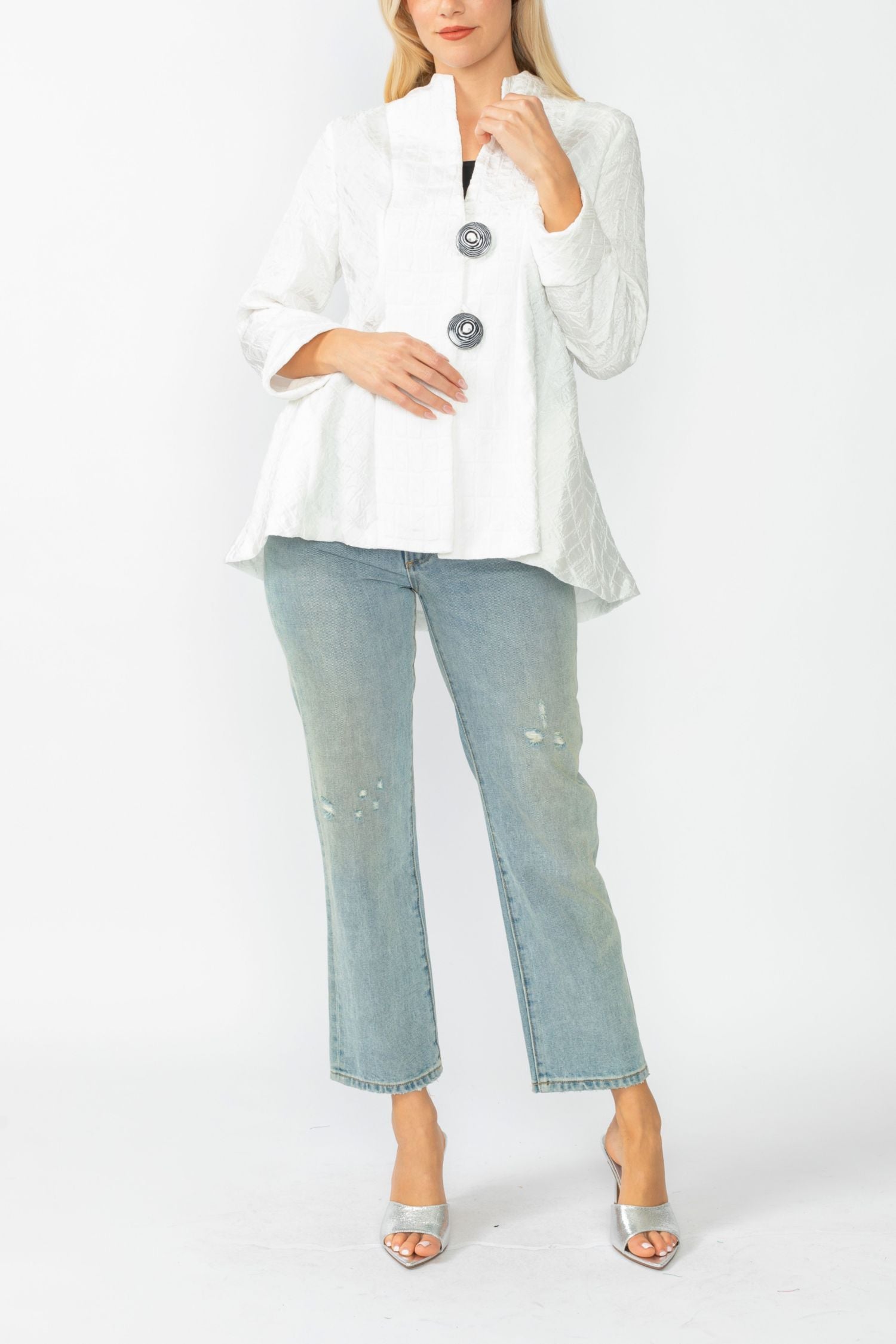 White Solid Square Jacket