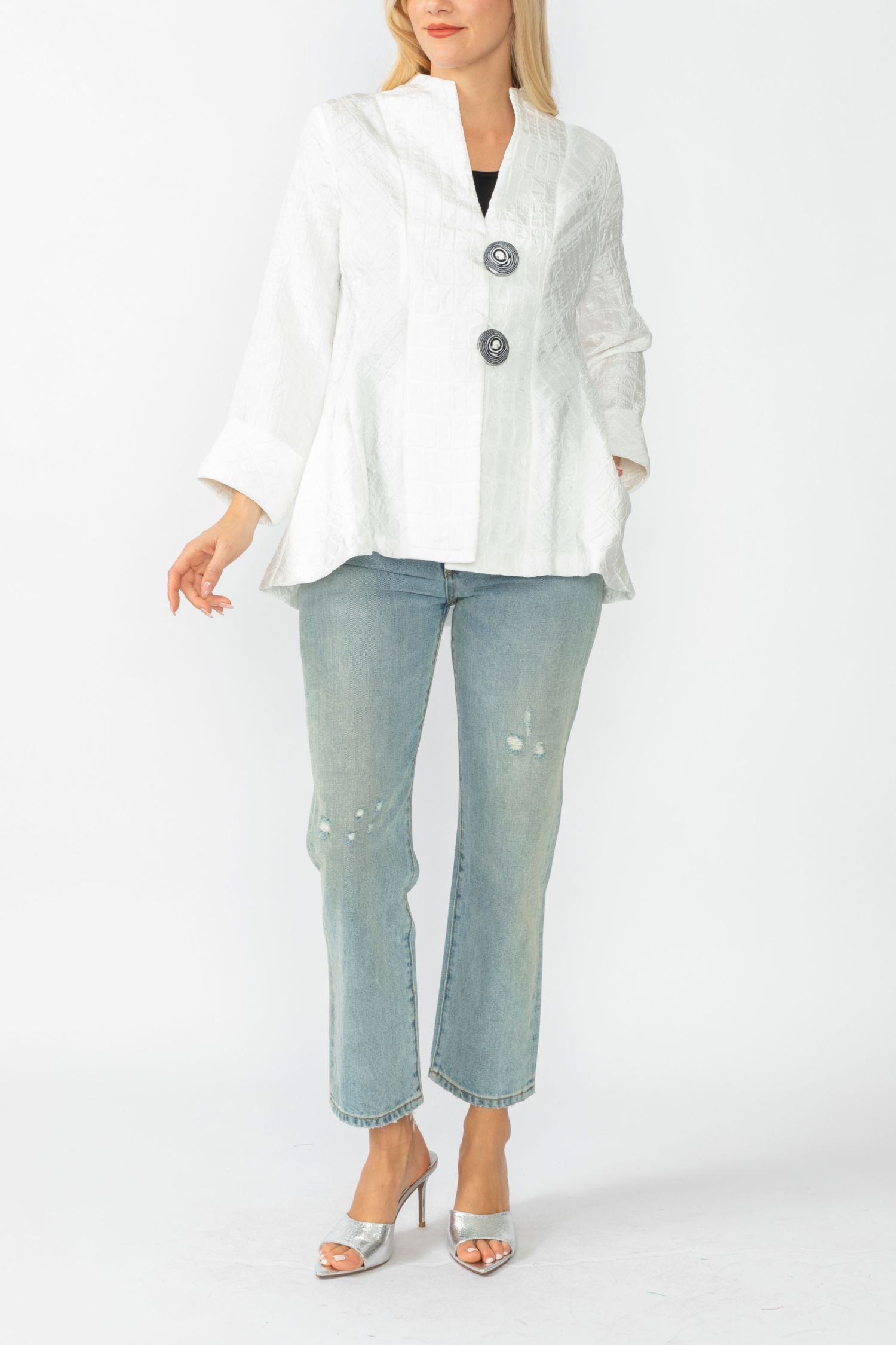 White Solid Square Jacket