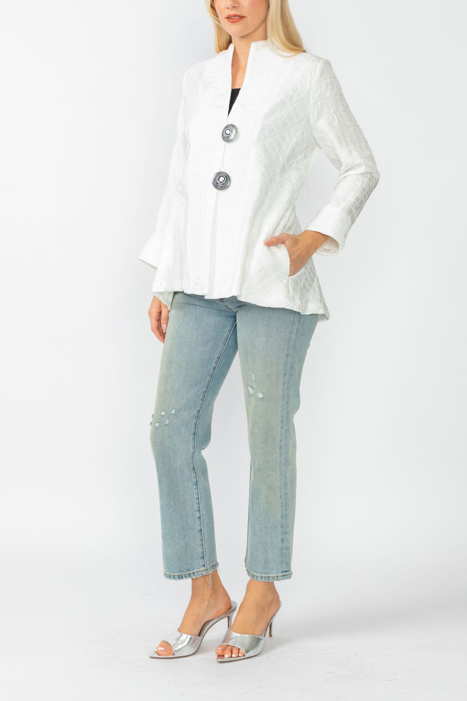 White Solid Square Jacket