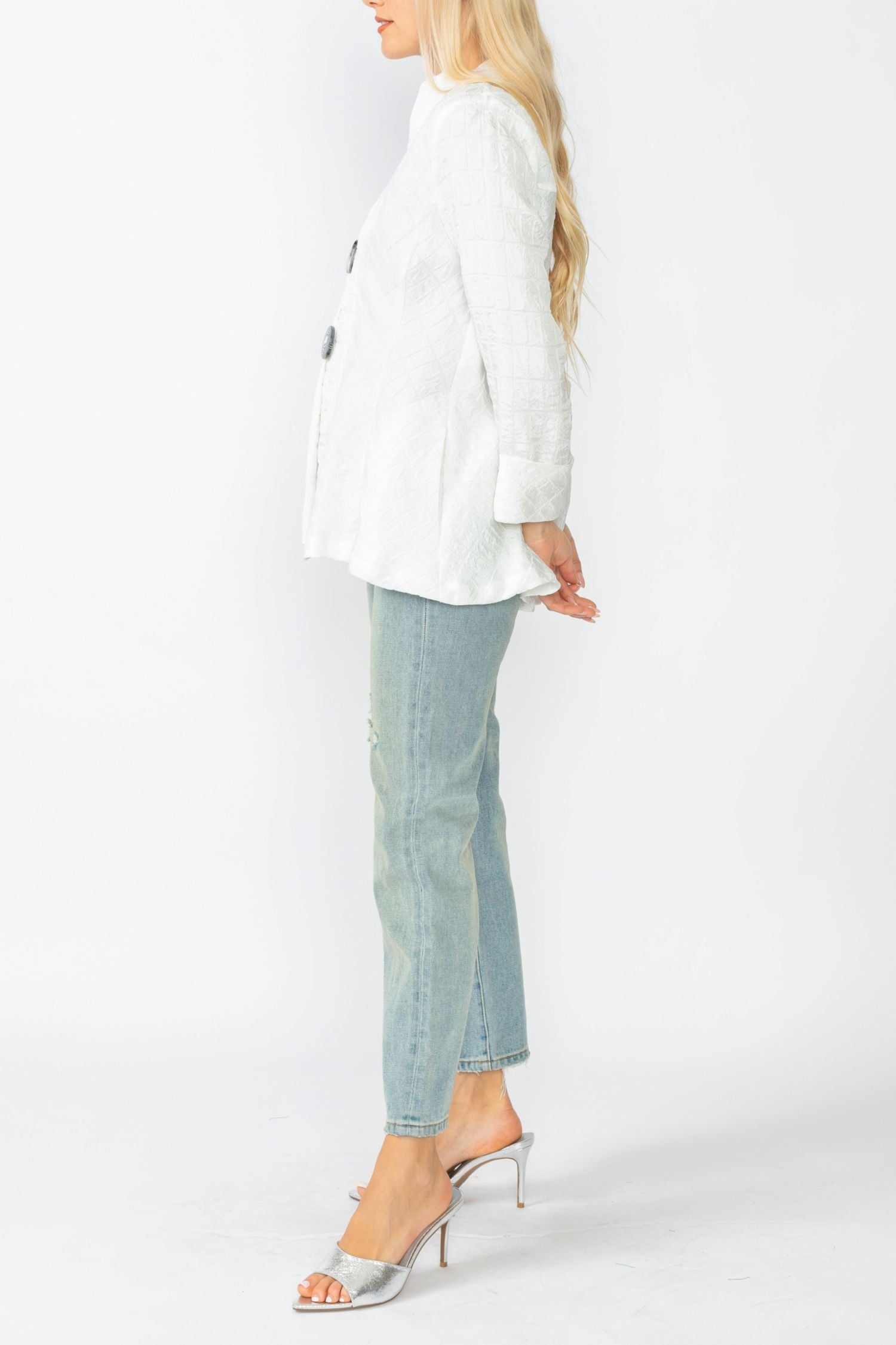 White Solid Square Jacket