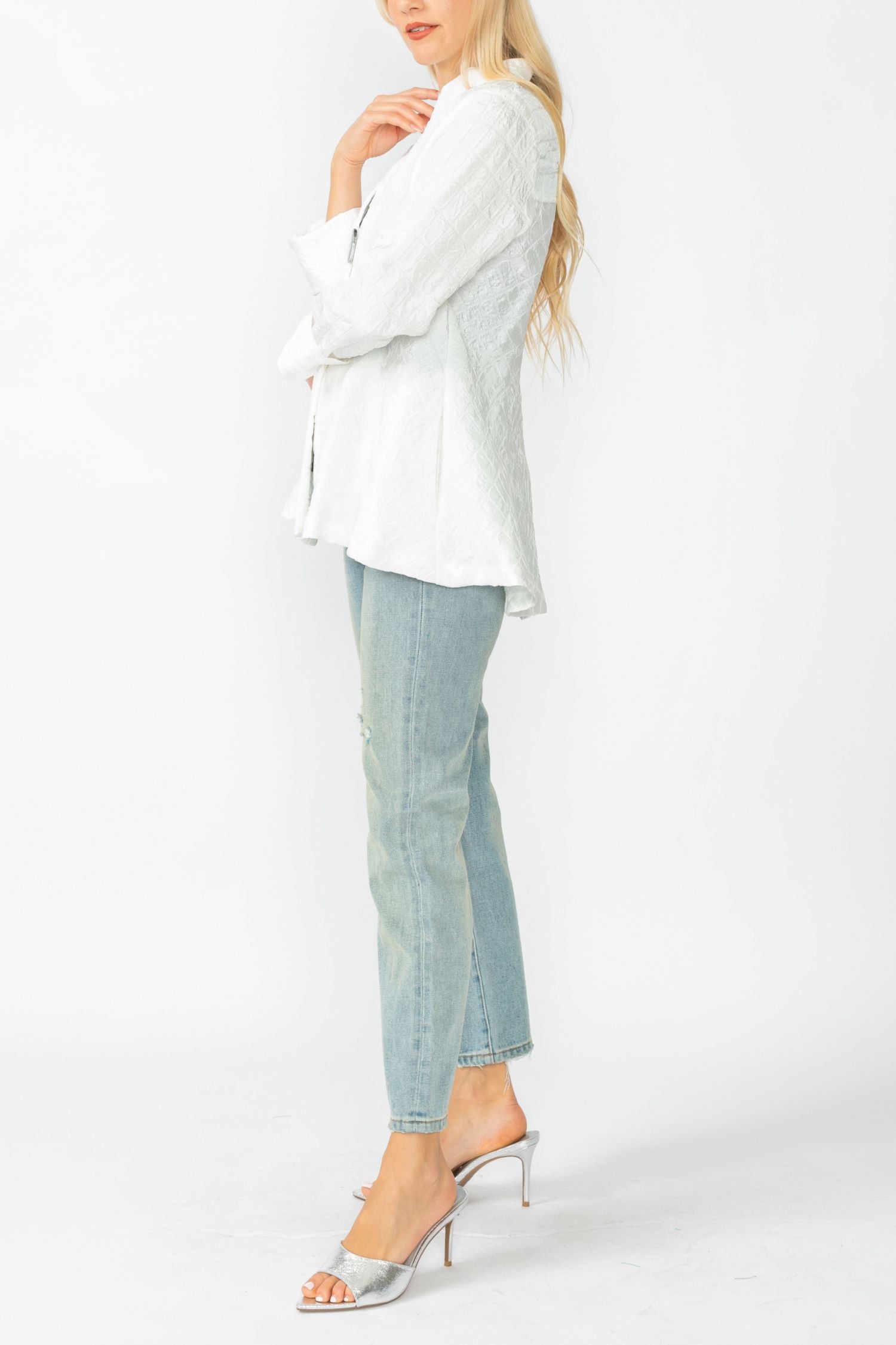 White Solid Square Jacket