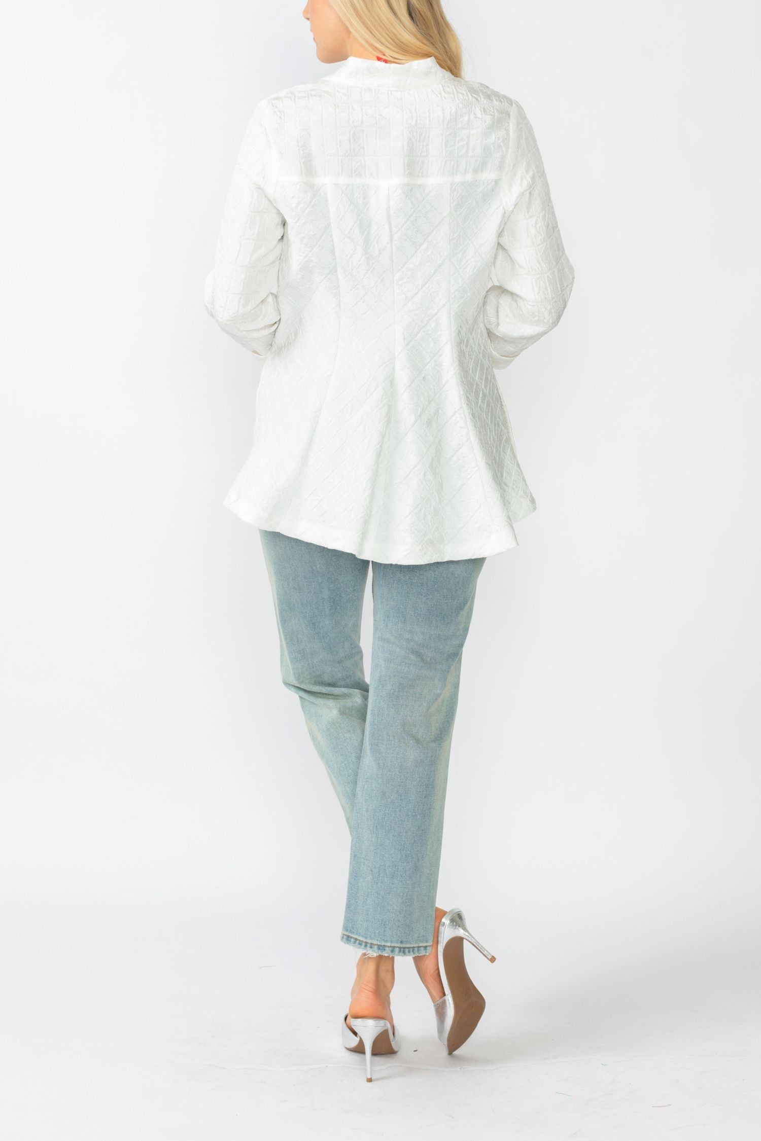 White Solid Square Jacket