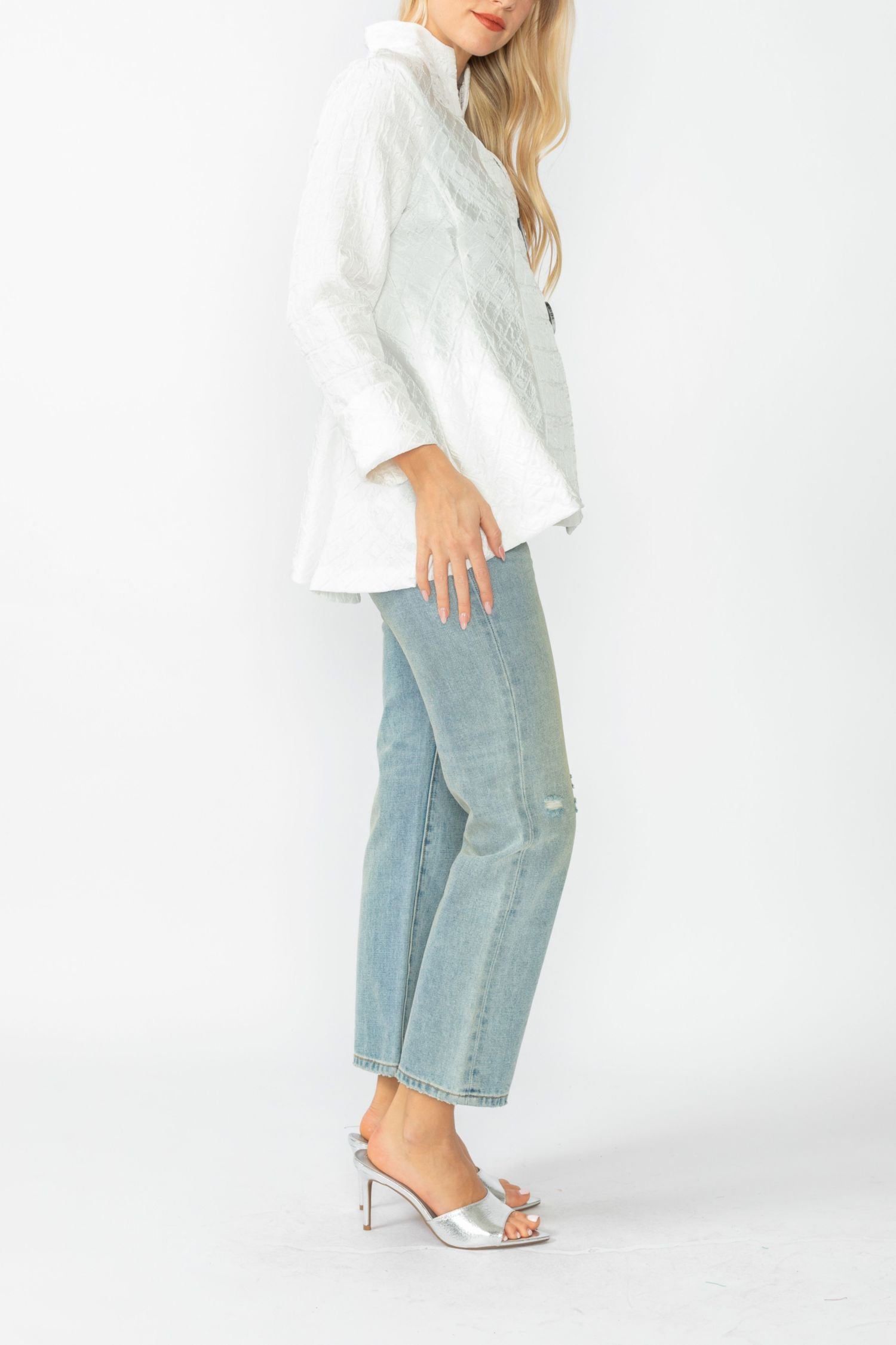 White Solid Square Jacket