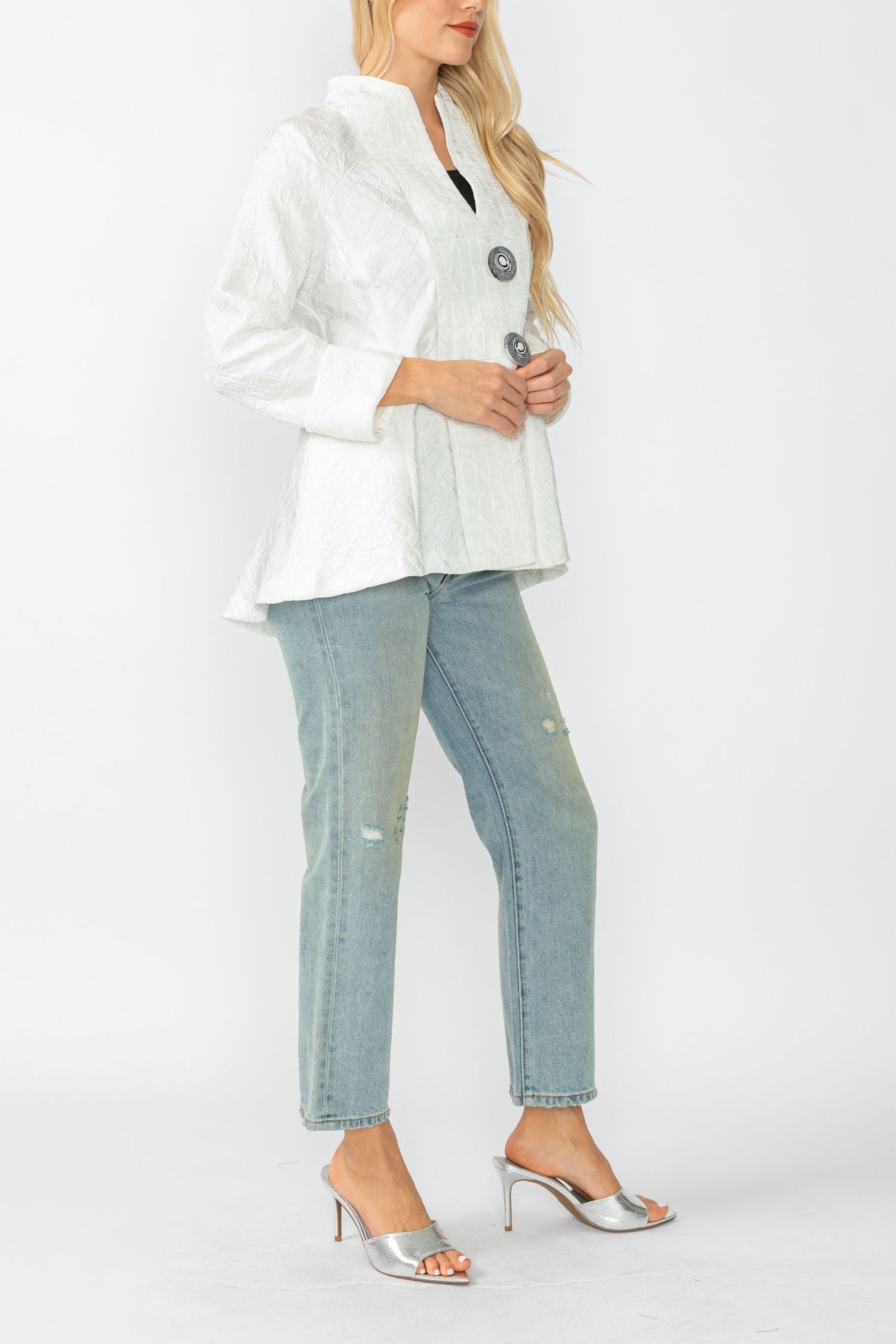White Solid Square Jacket