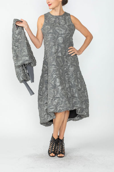 Charcoal Halter-Neck Back Zipper Ribbon Detail Dress – IC Collection