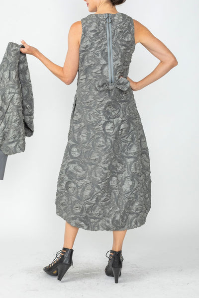 Charcoal Halter-Neck Back Zipper Ribbon Detail Dress – IC Collection