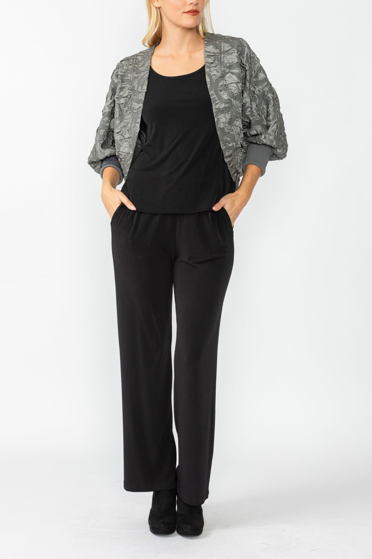 Charcoal RIP Sleeve Bolero Jacket