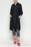 Black Bell Sleeve and Drawing Bottom Long Jacket