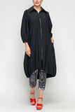 Black Bell Sleeve and Drawing Bottom Long Jacket