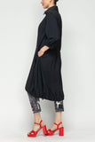 Black Bell Sleeve and Drawing Bottom Long Jacket