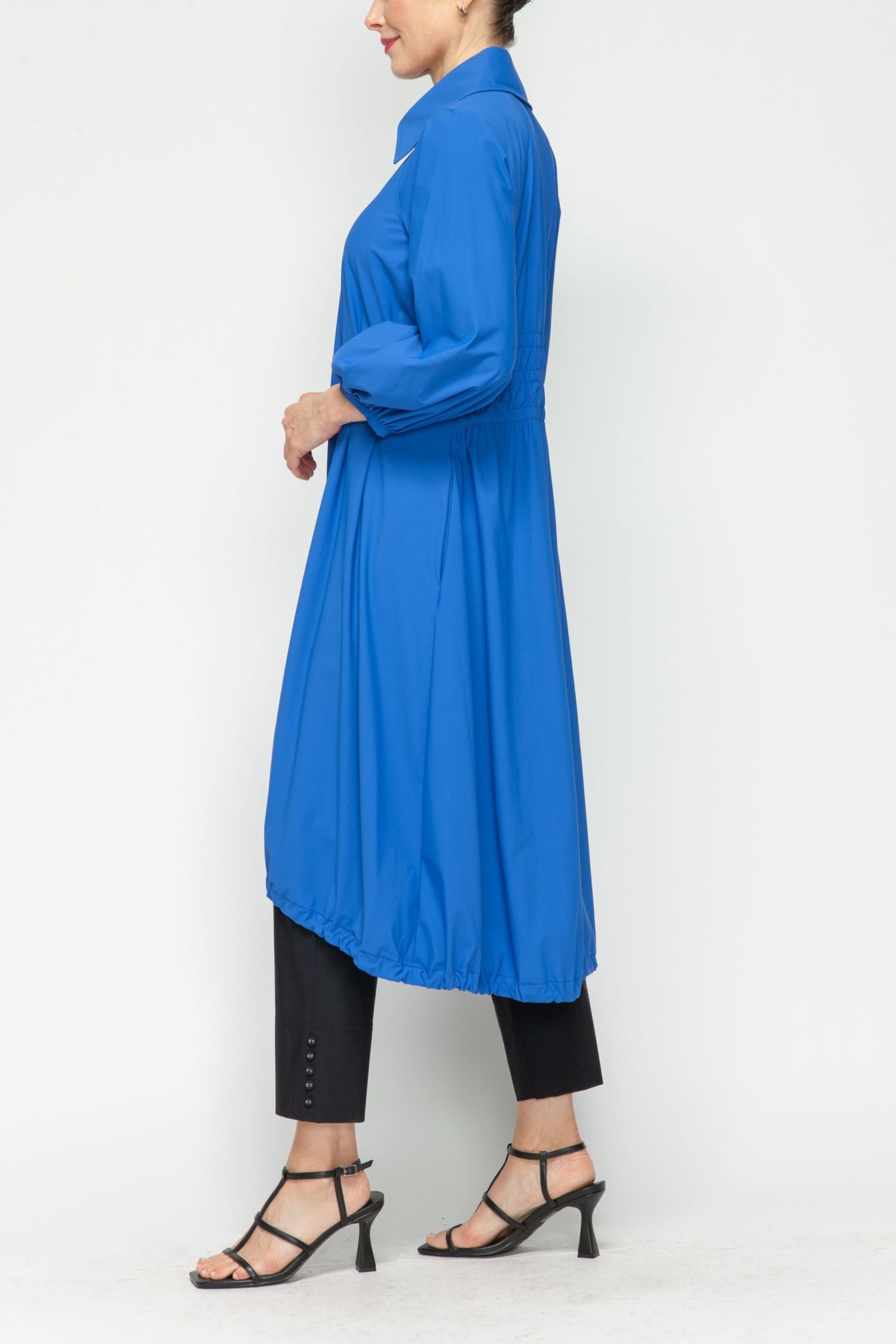 Blue Bell Sleeve and Drawing Bottom Long Jacket