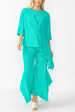 Baltic Side Pleats Asymmetrical Ruffle Top