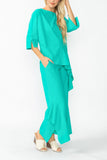 Baltic Side Pleats Asymmetrical Ruffle Top