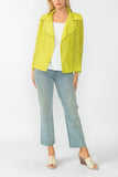Lime Zipper Contrast Biker Jacket